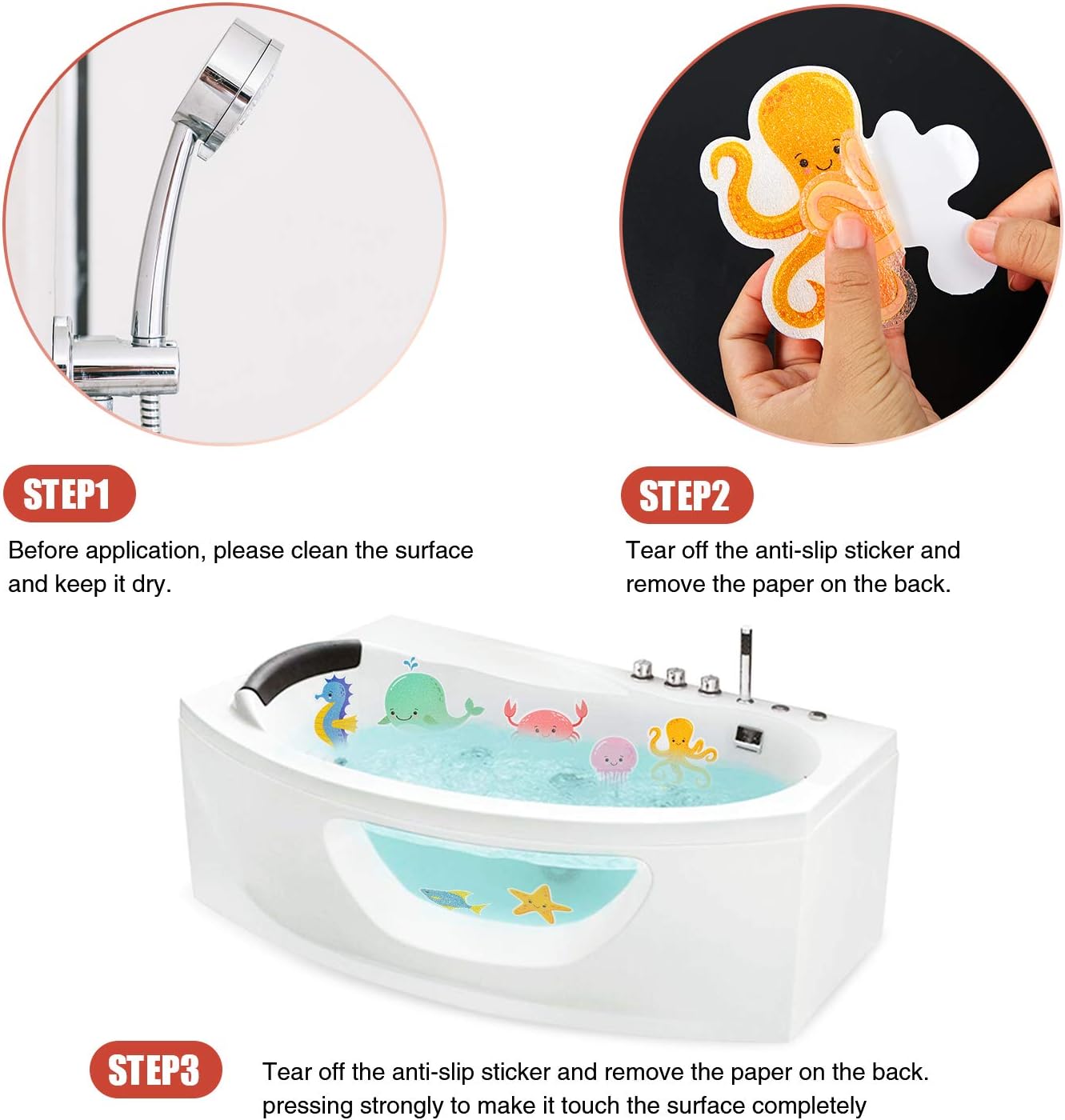 Secopad Non-Slip Bathtub Stickers with Premium Scraper 1