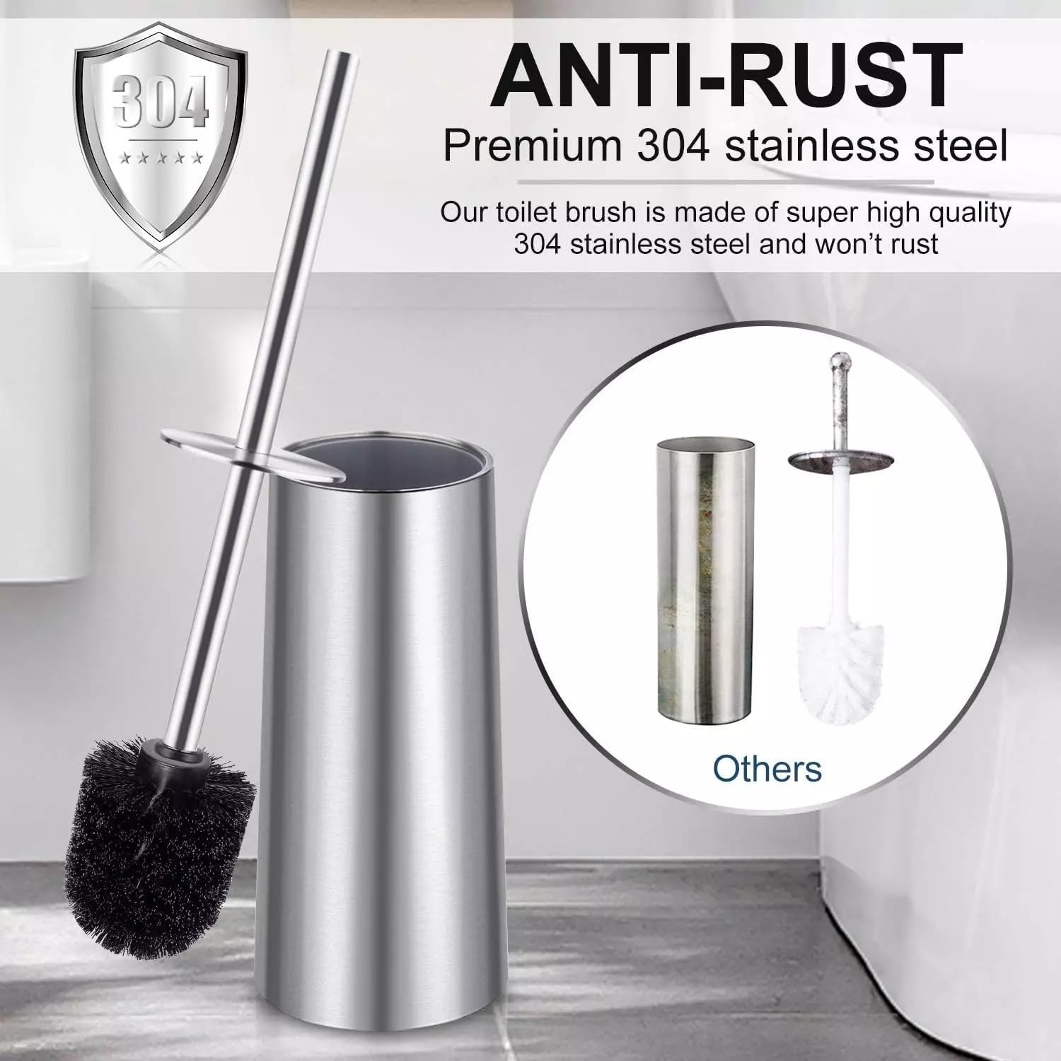 KGYXYXXC Toilet Brush Set with 304 Stainless Steel Handle