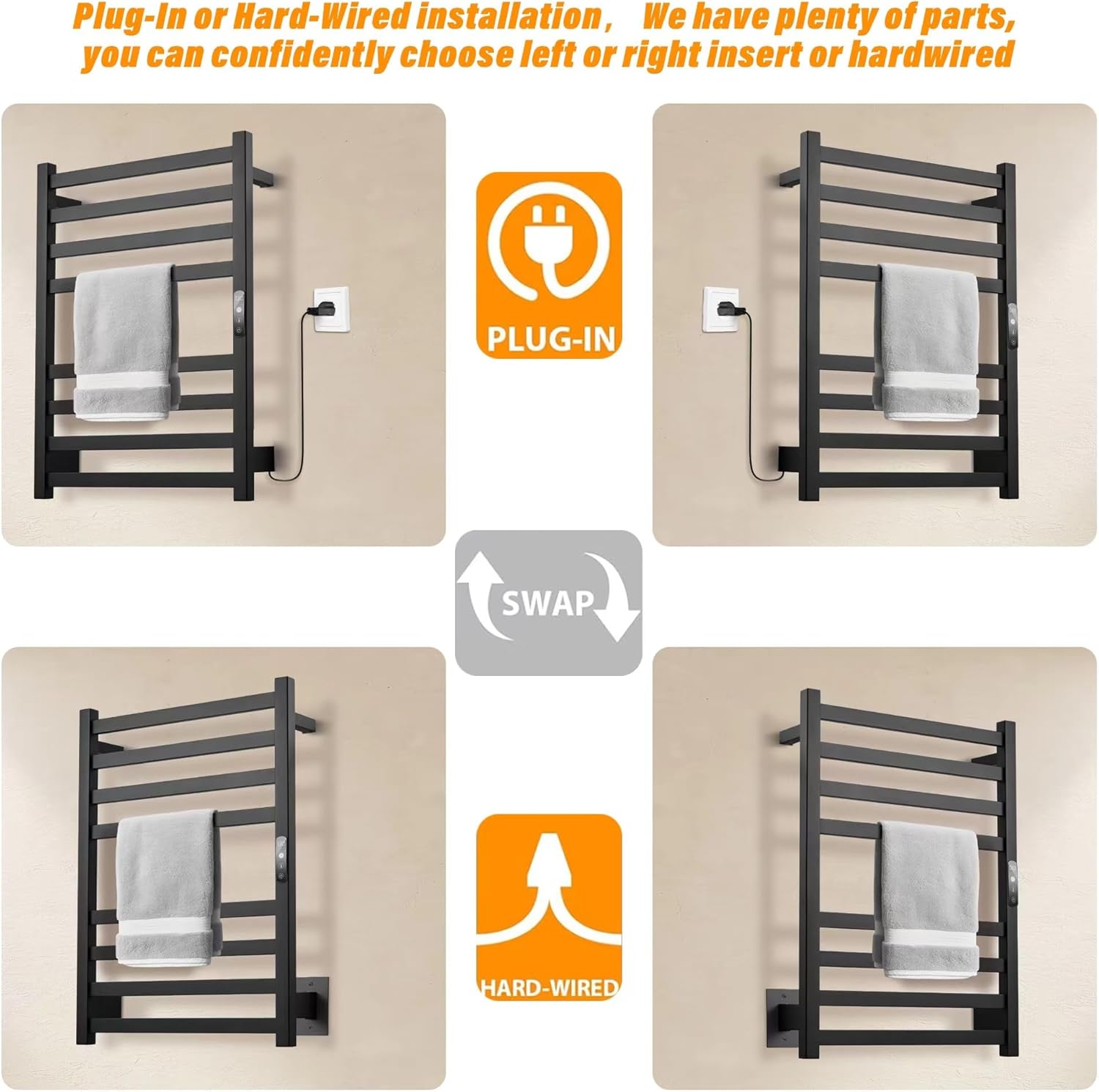 HEWAFAEP Heated Towel Rack with Temperature Control and 24-Hour Timer