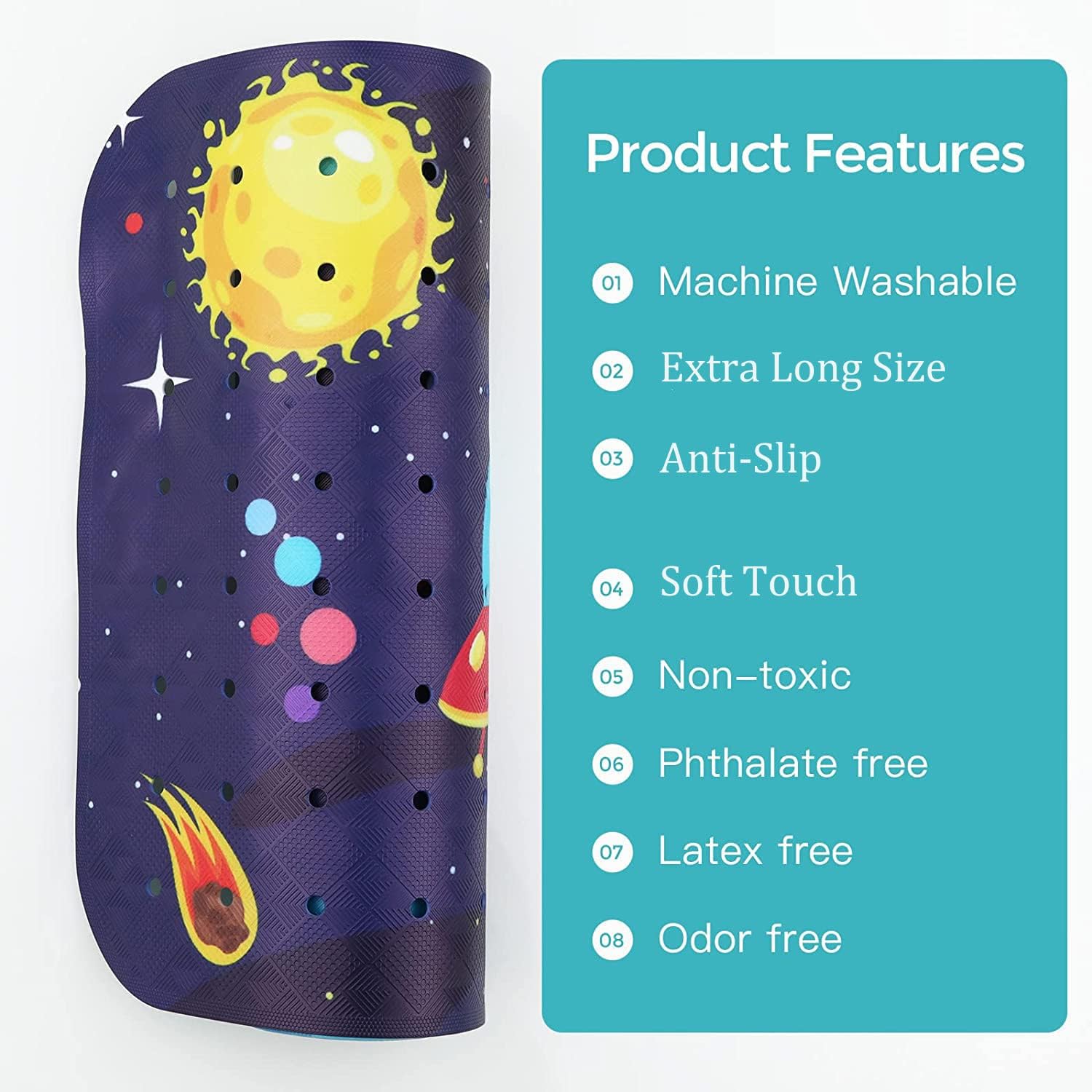 Tubozadi Kids Non Slip Bath Mat with Suction Cups