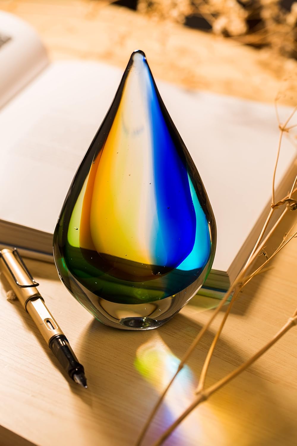 Yao Yuan Hand-Blown Glass Sculpture Blue Green
