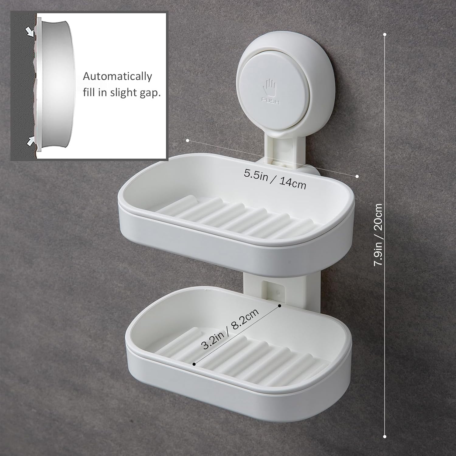 TAILI Double Layer Soap Holder Suction Cup Design for Bathroom and Kitchen