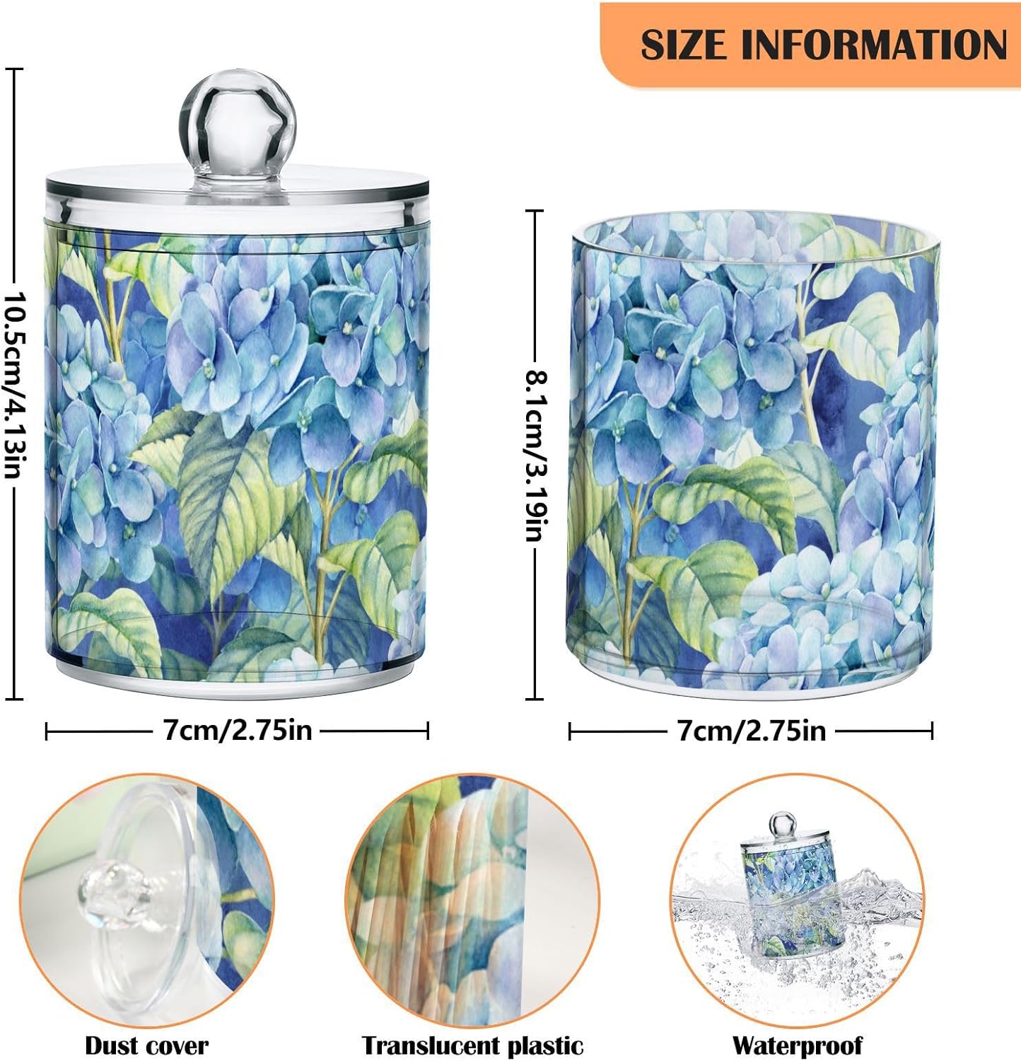 Fustylead Vibrant Blue Hydrangea Canister Set