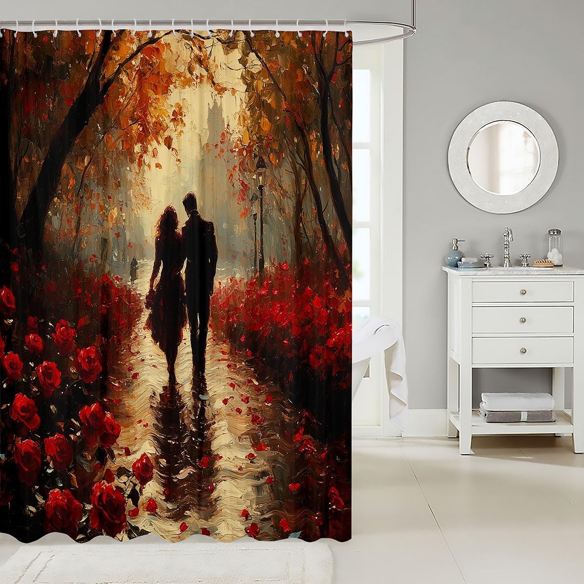 Feelyou Kids Valentines Day Bath Curtain Set