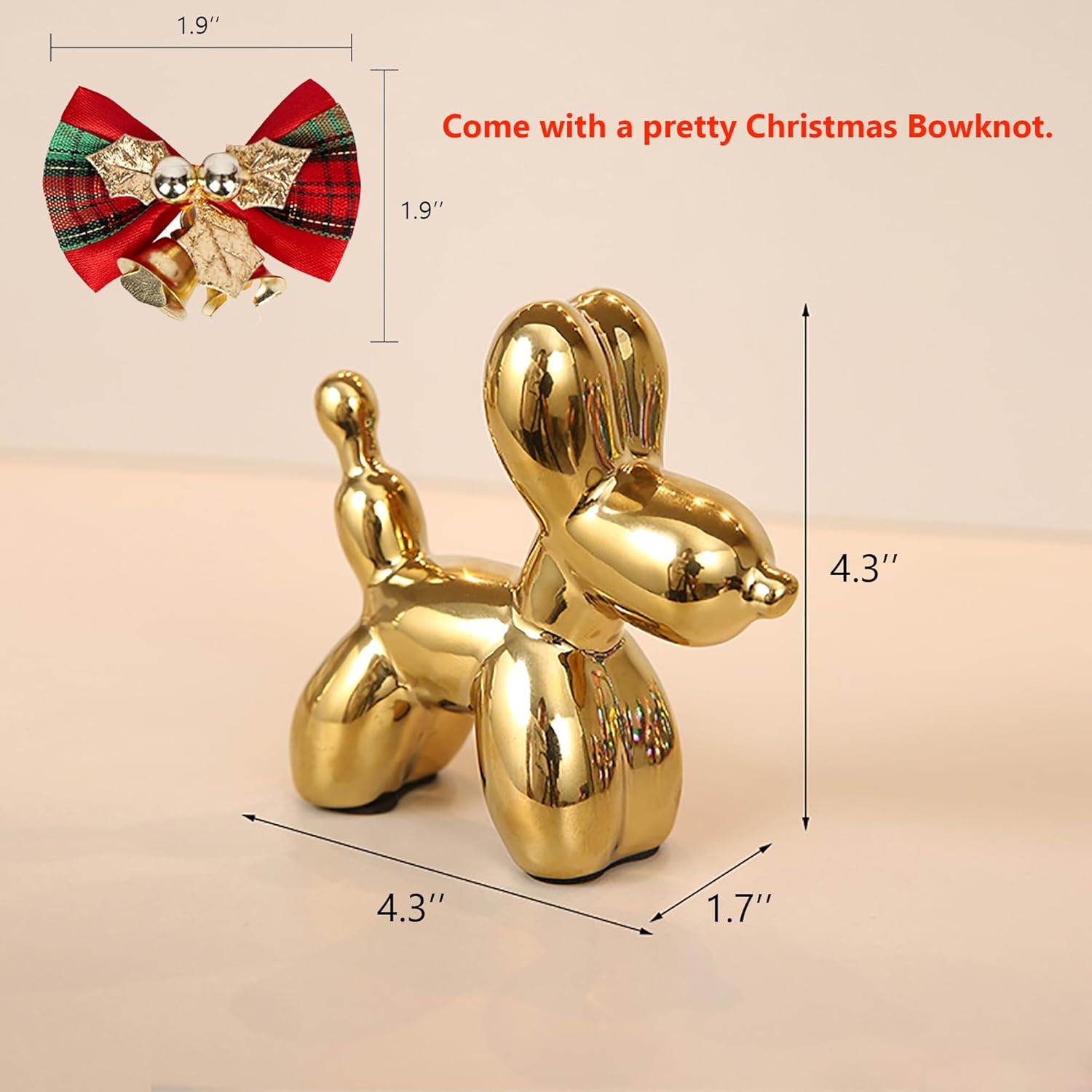 Steviieden Gold Ceramic Balloon Dog Statue