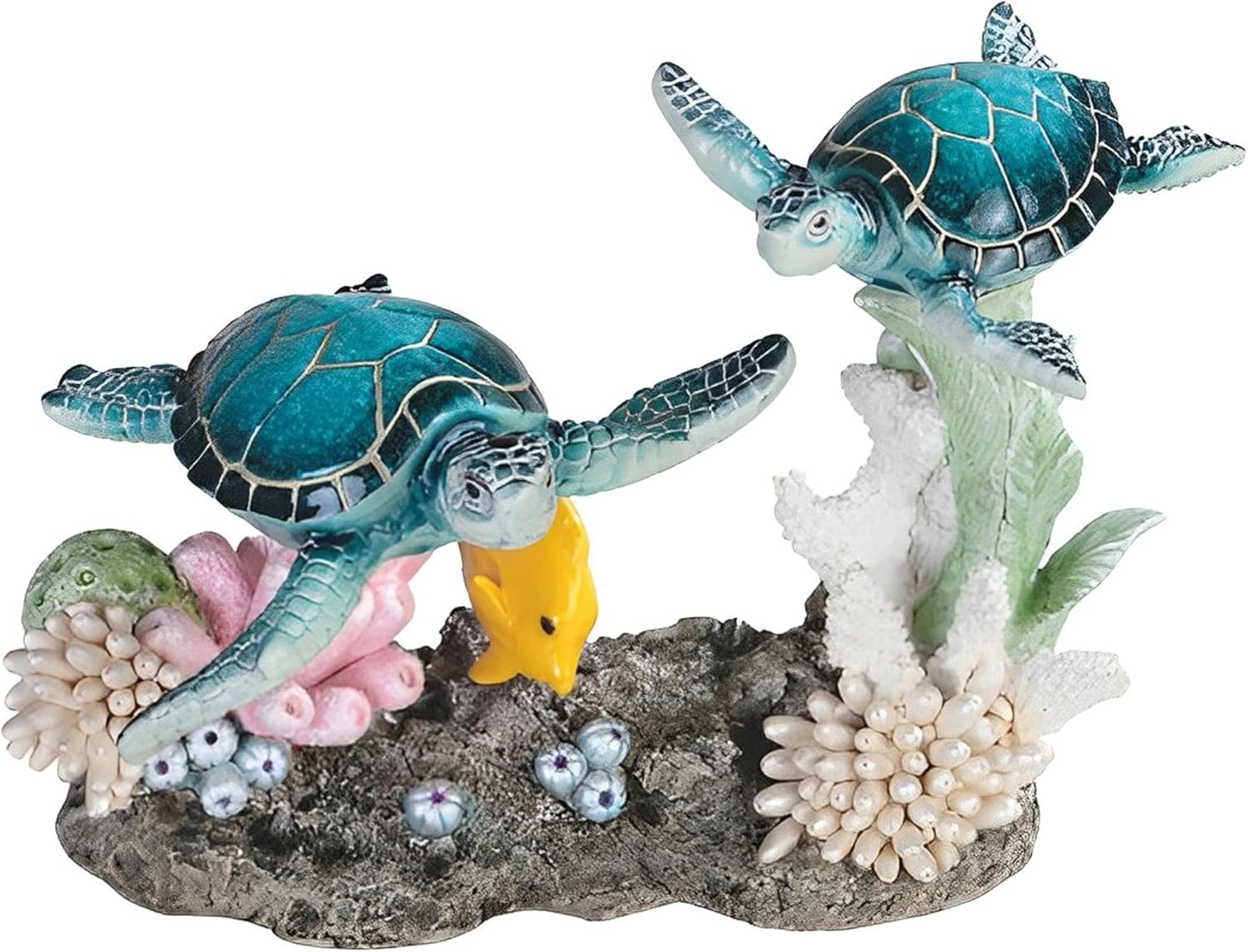 ICE ARMOR 875 W Blue Sea Turtles with Yellow Fish Statue