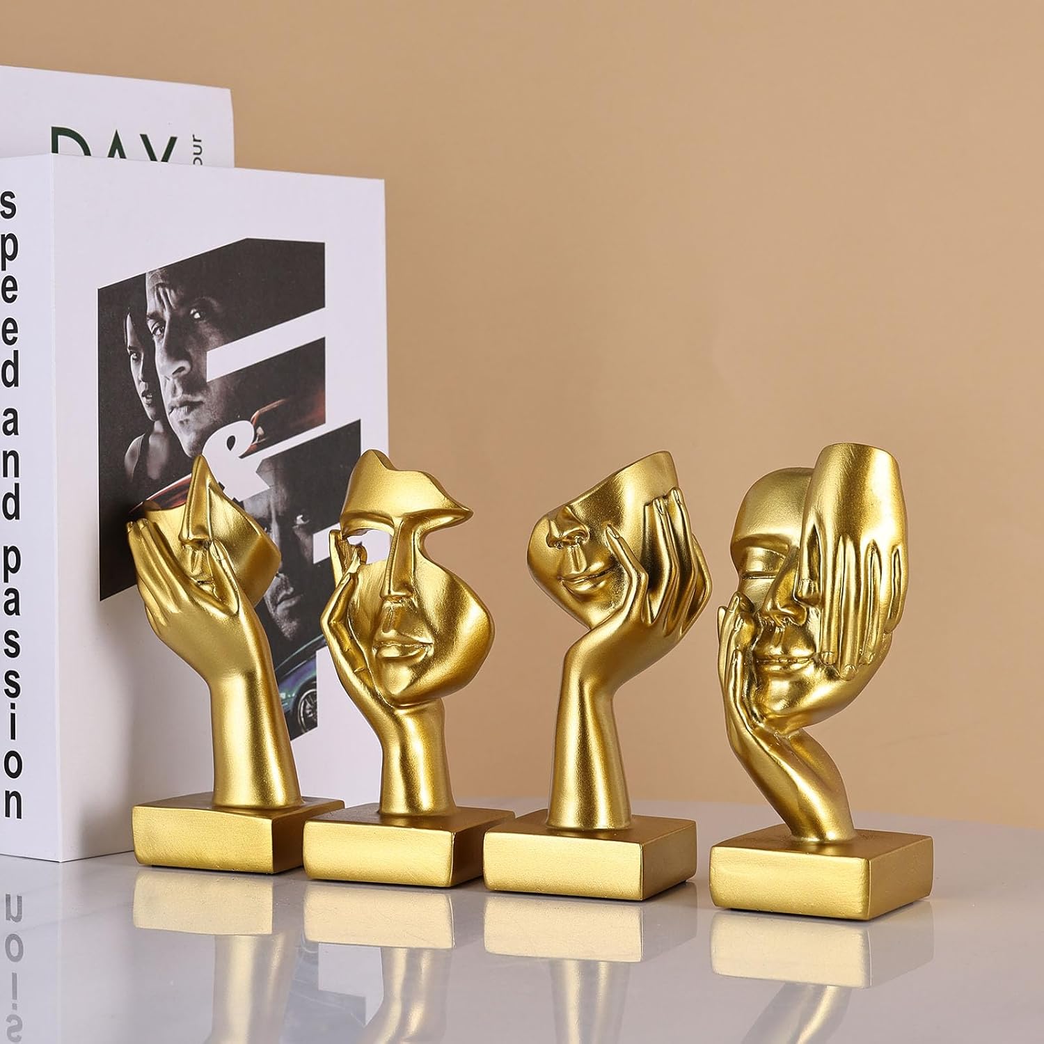 GAOSHENG Mini Abstract Thinker Figurine Set of 4