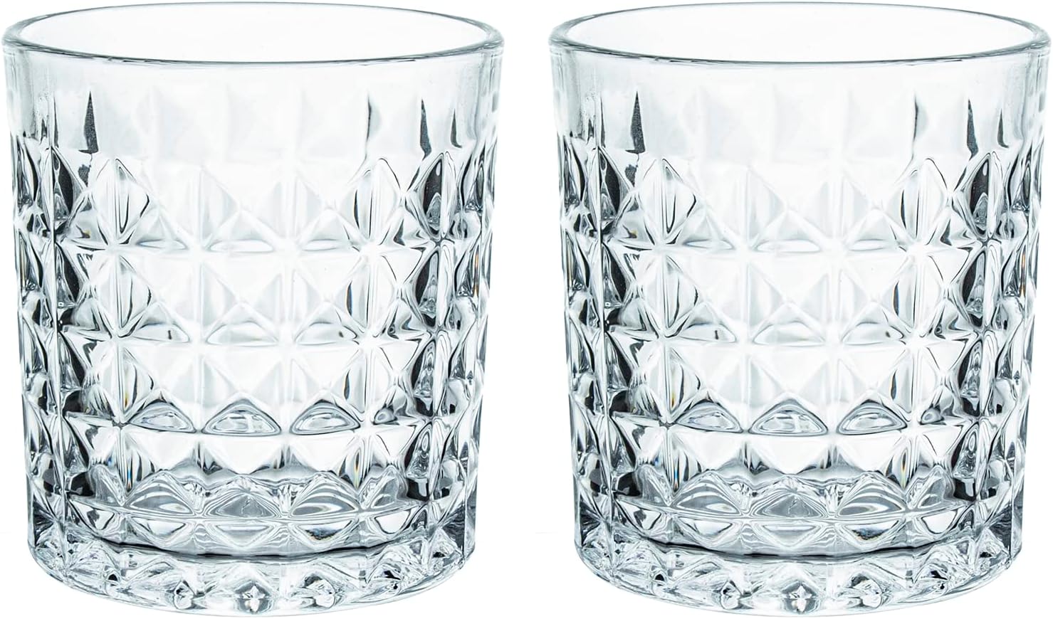 Gaolinci 2 Pcs Diamond Embossed Clear Glass Mouthwash Cups