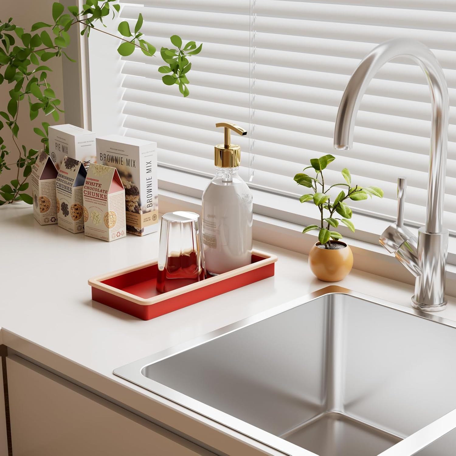 Globion Shatterproof Silicone Vanity Tray for Bathroom and Kitchen