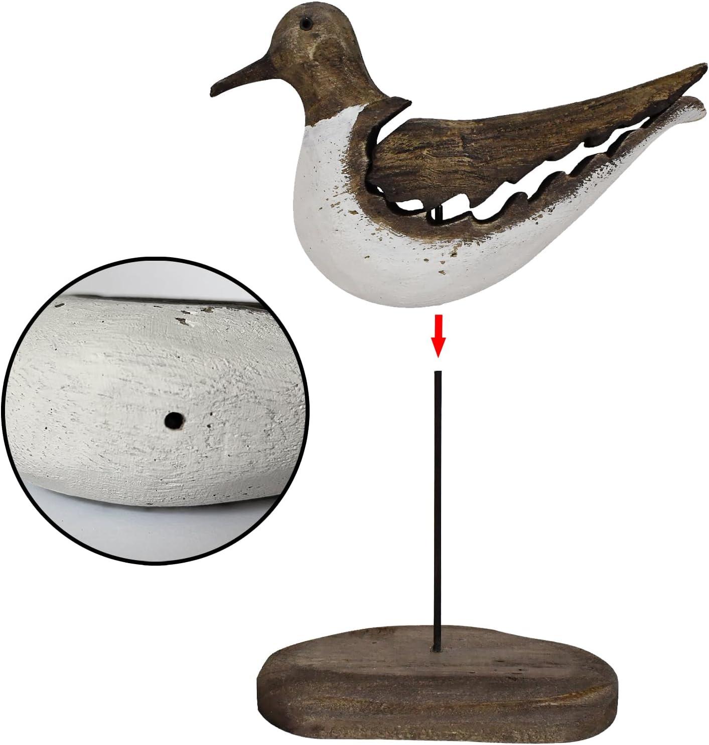 Wood Seagull Figurine Nautical Decor Statue