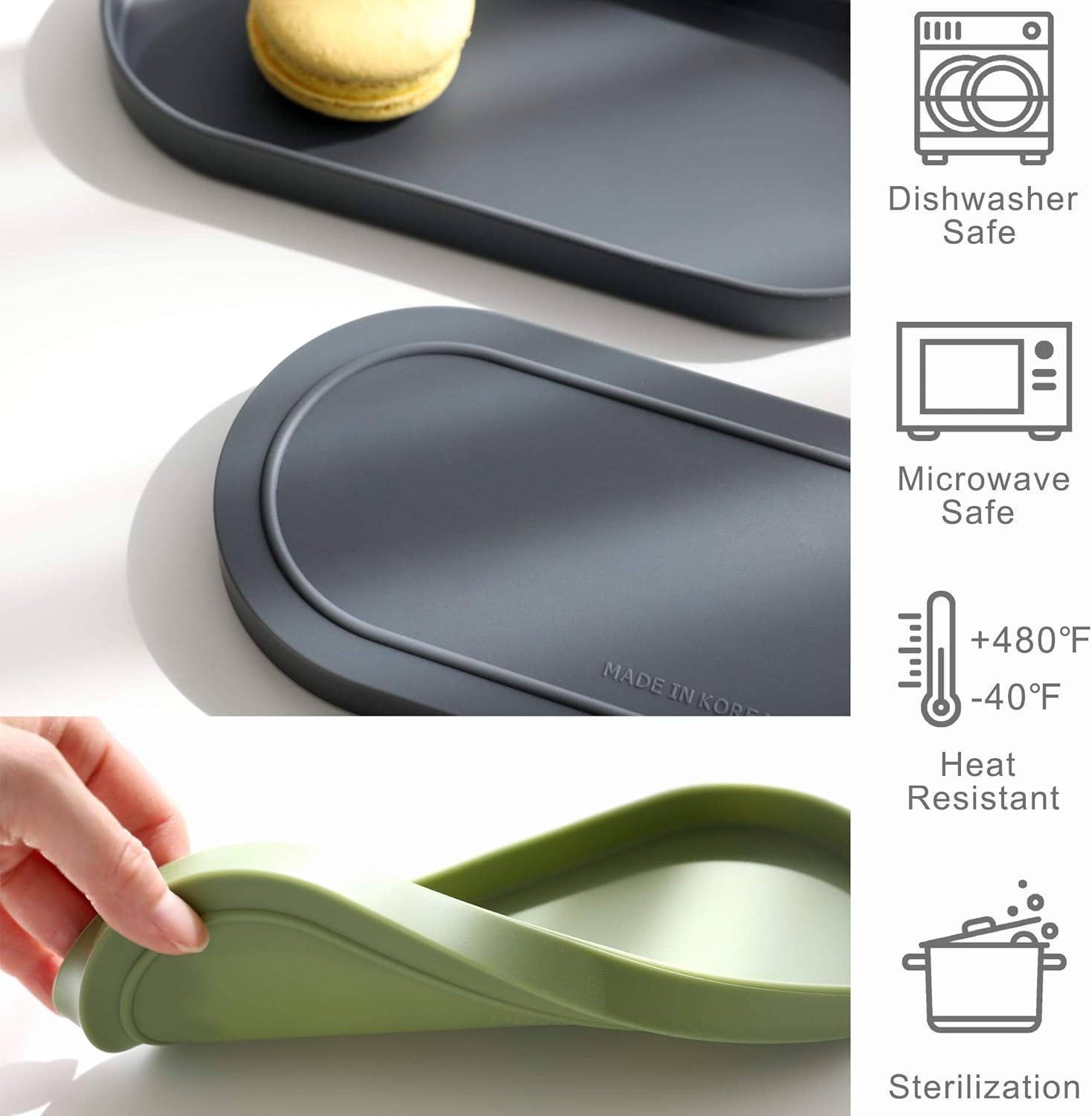 Lazy K Silicone Tray - Compact Multi-Purpose Organizer Black
