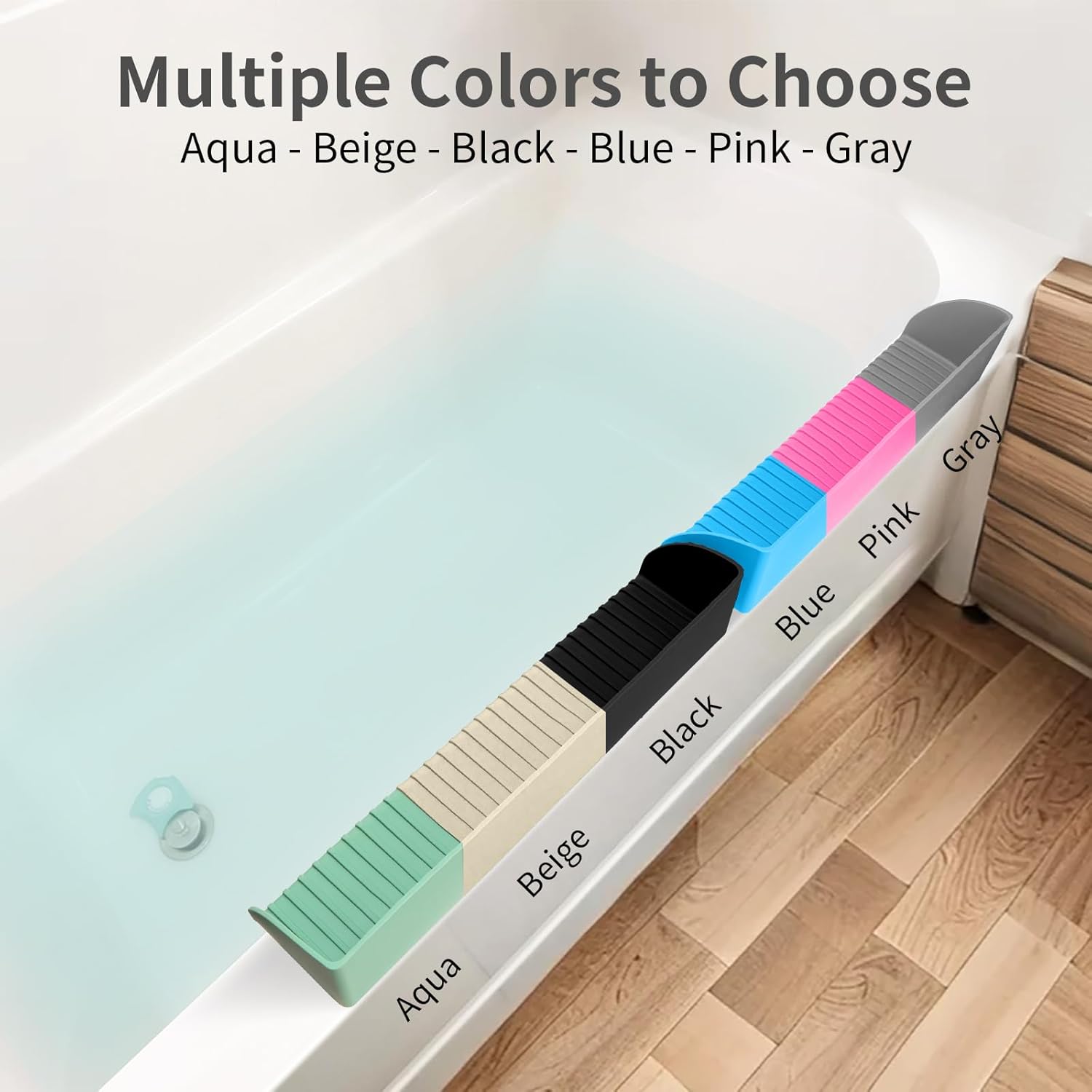 BUQ Splash Guard for Bathtub - 4 Suction Cups Gray 1 Pack