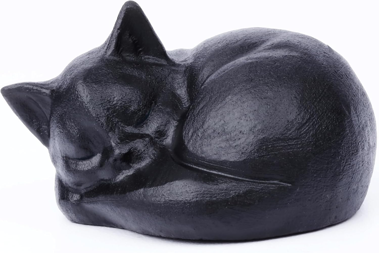 Black Obsidian Cat Statue 21 Inch Healing Crystal Decor for Home Office Desk