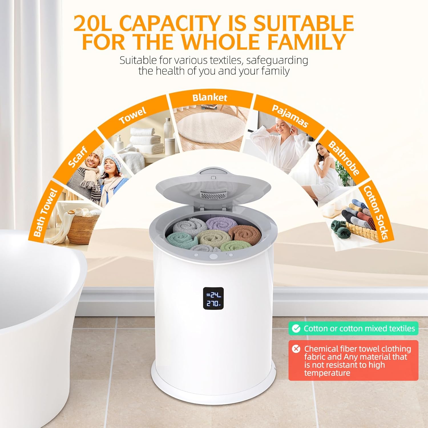 Luxury Hot Towel Warmer with LED Display and 24-Hour Delay
