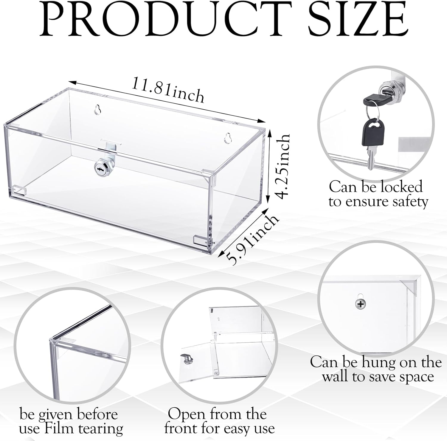 Wonderjune Refrigerator Medicine Lock Box with Key Mounting Hardware Wall Mount Cabinet