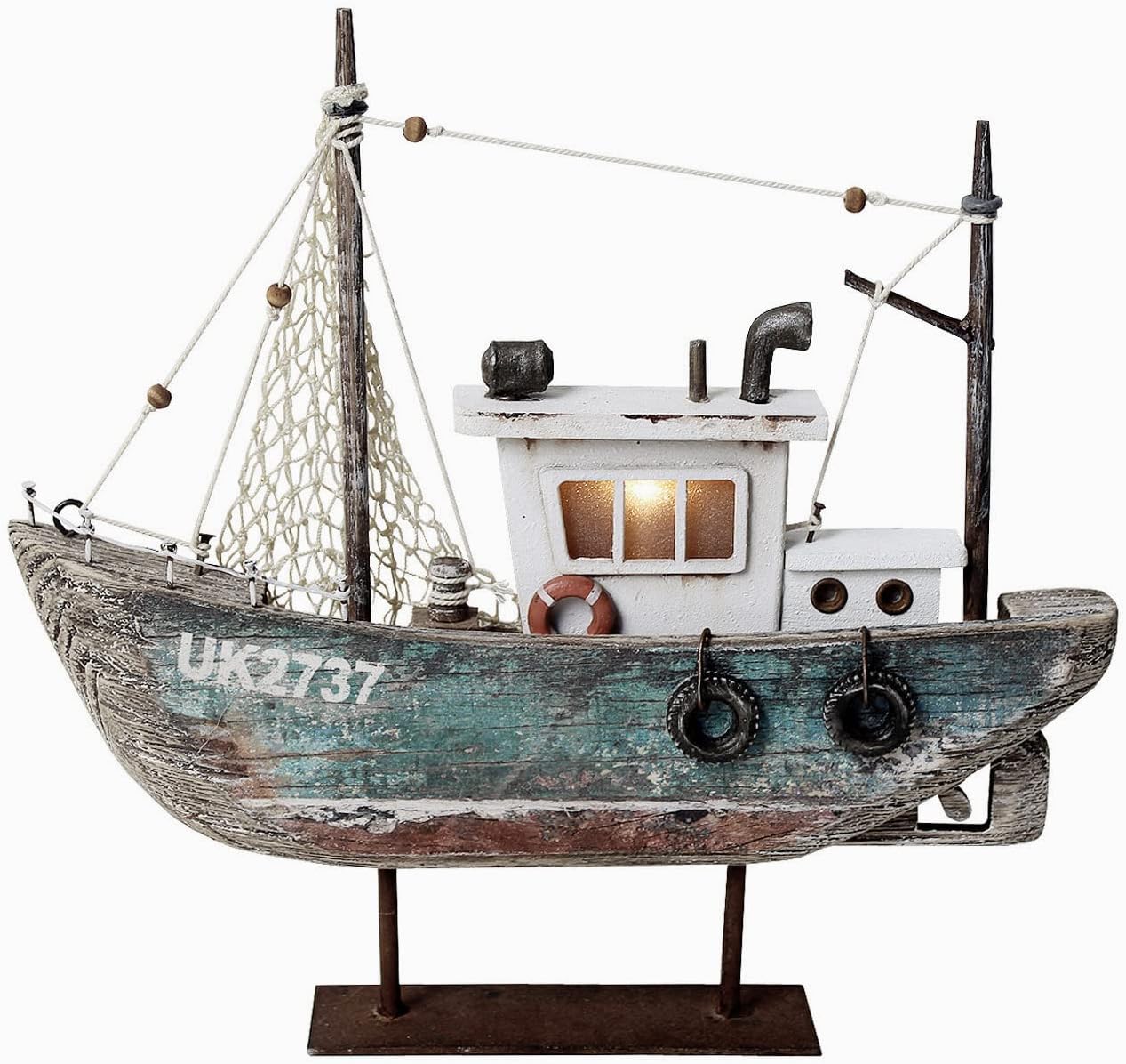 Aecipl Wooden Sailboat Model with LED Light - Nautical Decor Ornament
