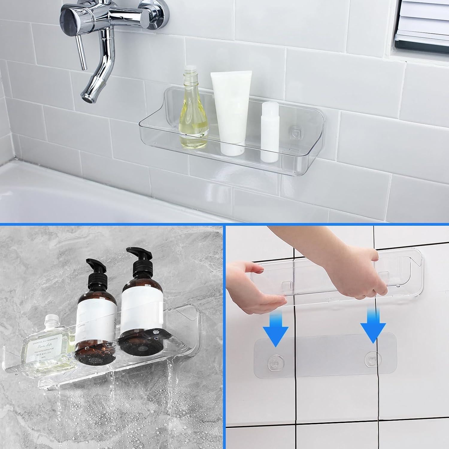 Diesisa Acrylic Shower Caddy with Self-Adhesive Tape