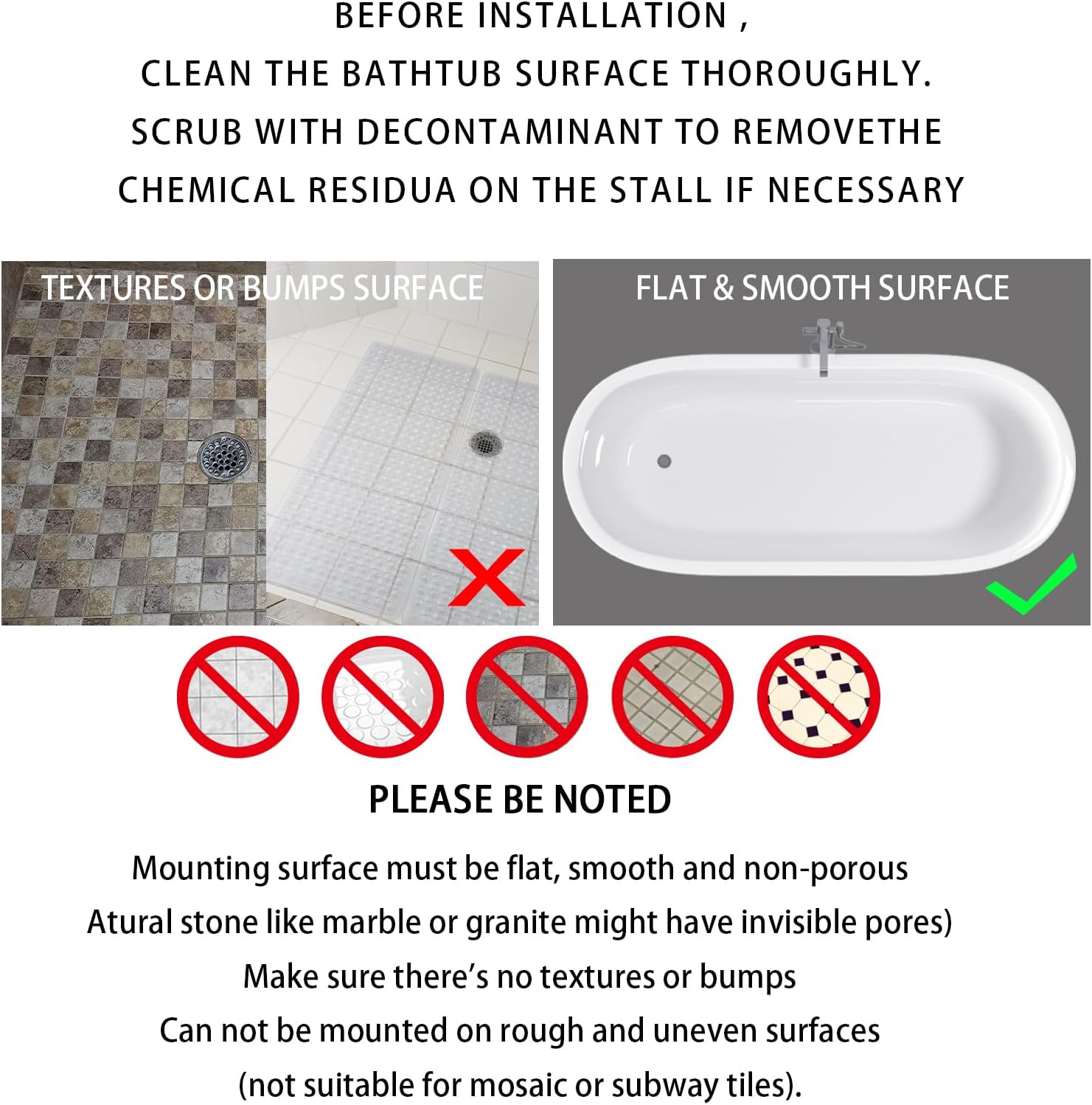 Yimobra Non Slip Bathtub Mat with Strong Suction Cups