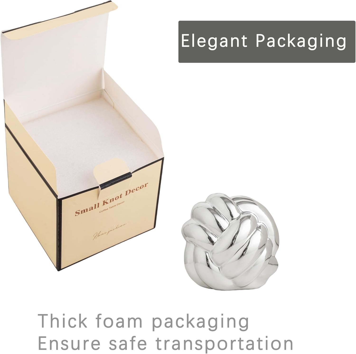 Lynagert Small Silver Knot Decor for Home Office