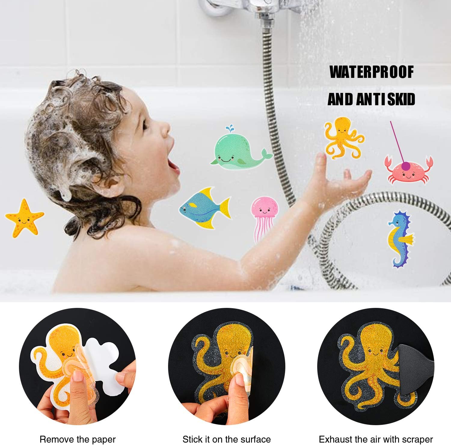 Secopad Non-Slip Bathtub Stickers with Premium Scraper 1