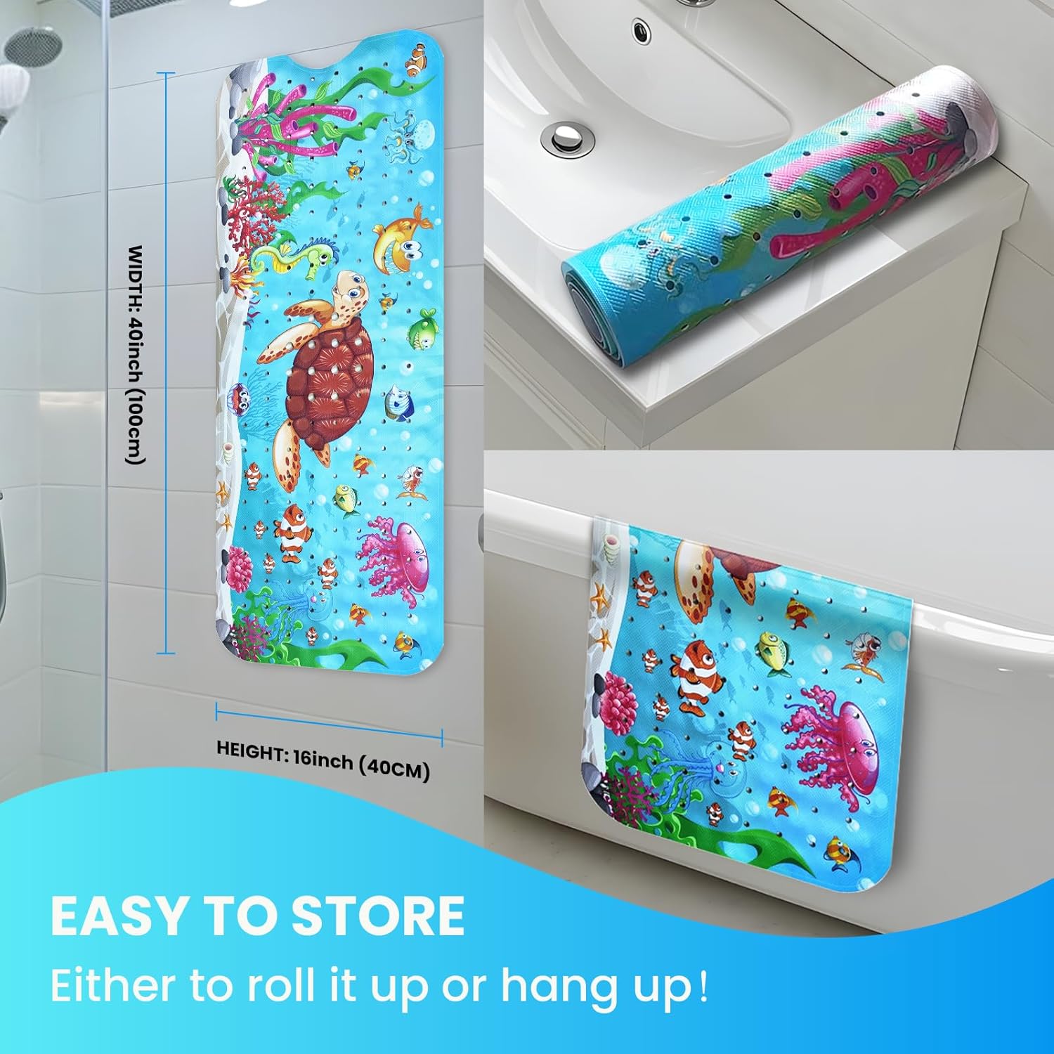 Linoows Baby Bath Mat with Sea Turtle Design