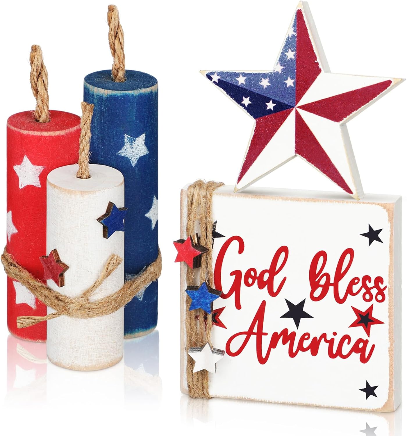 Amyhill 5 Pcs 4th of July Wood Centerpieces