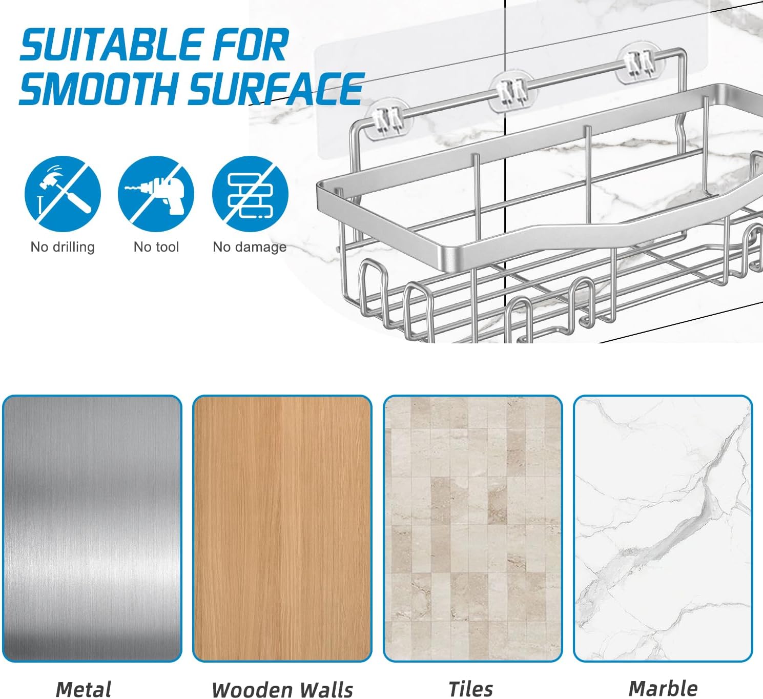 Youvip 5-Pack Shower Organizers Set Silver