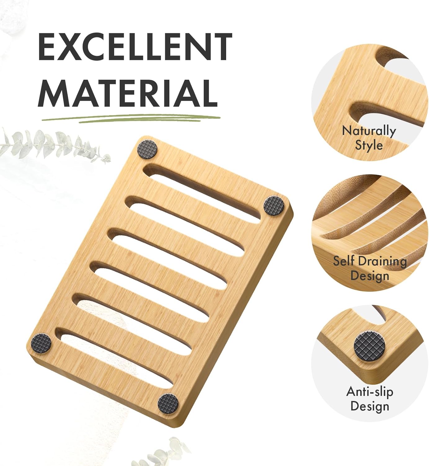 AmazerBath Bamboo Soap Dish 2 Pack