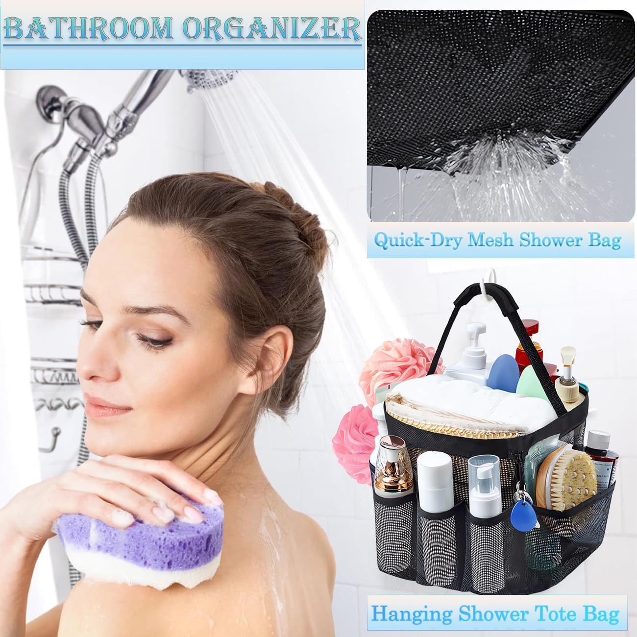Dolrsrcm Mesh Shower Caddy 8-Pocket Portable Organizer