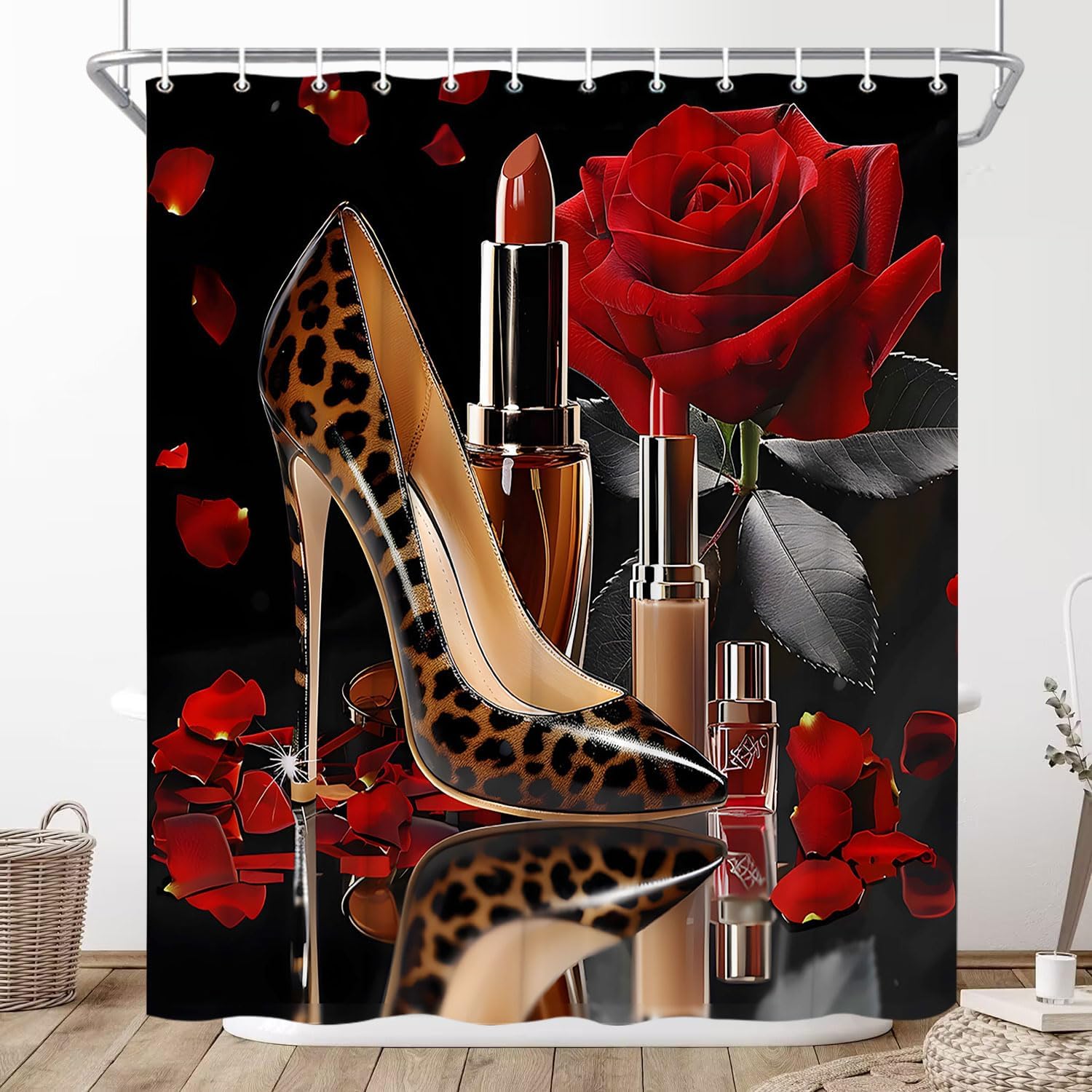 High Heel Shoe Shower Curtain 70x70 inch with Hook