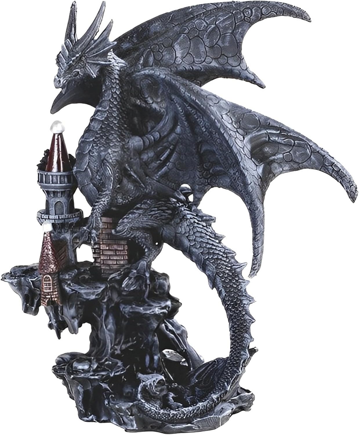 ICE ARMOR 775 Inch Black Dragon on Castle Statue
