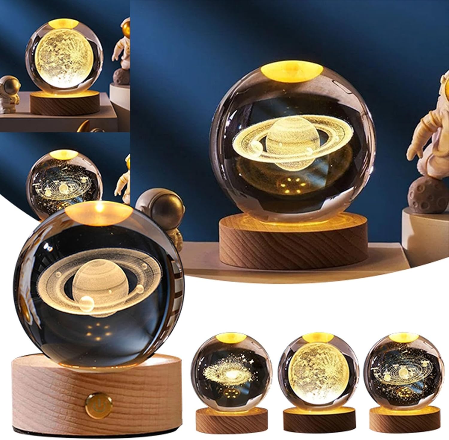 3D Solar System Crystal Ball Sculpture Home Decor 1