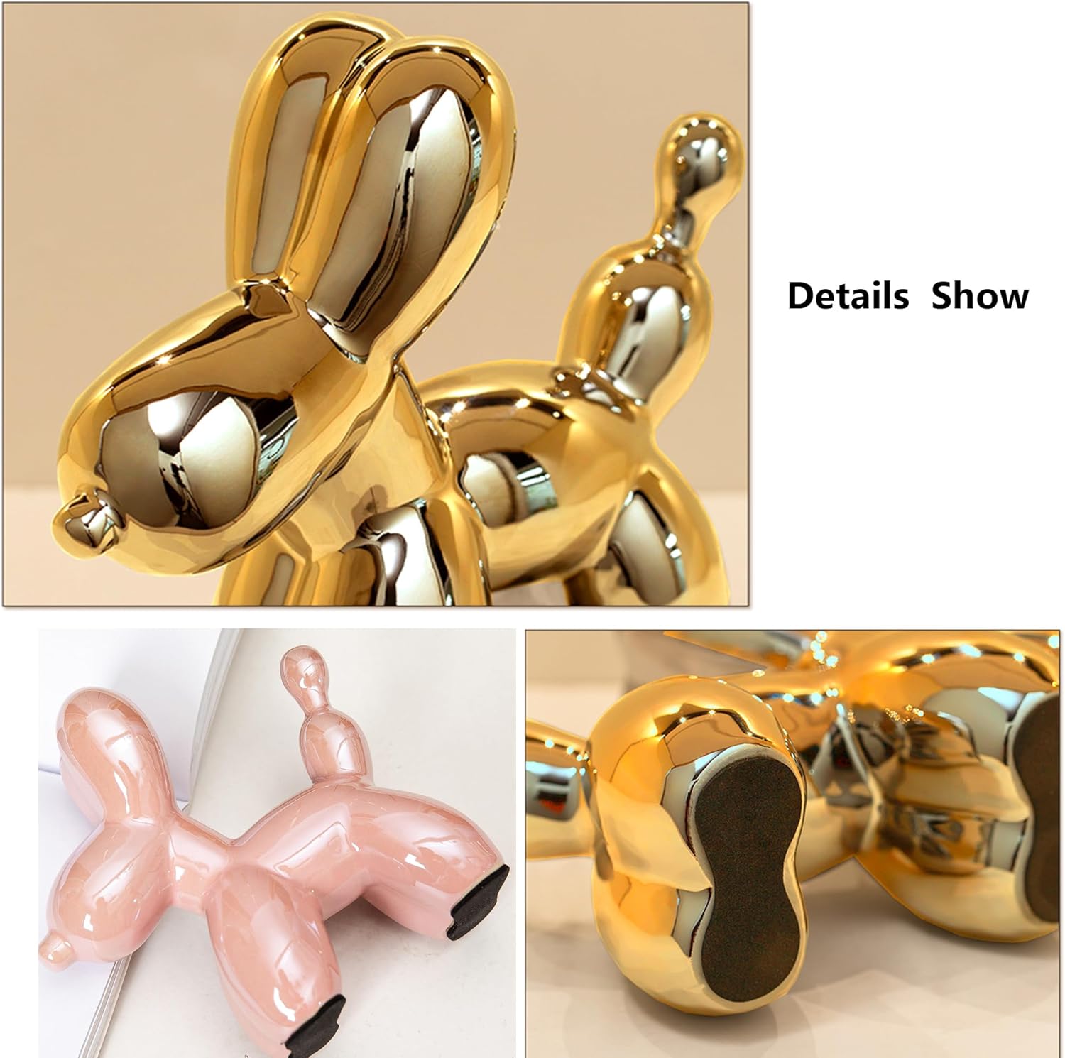 Steviieden Gold Ceramic Balloon Dog Statue