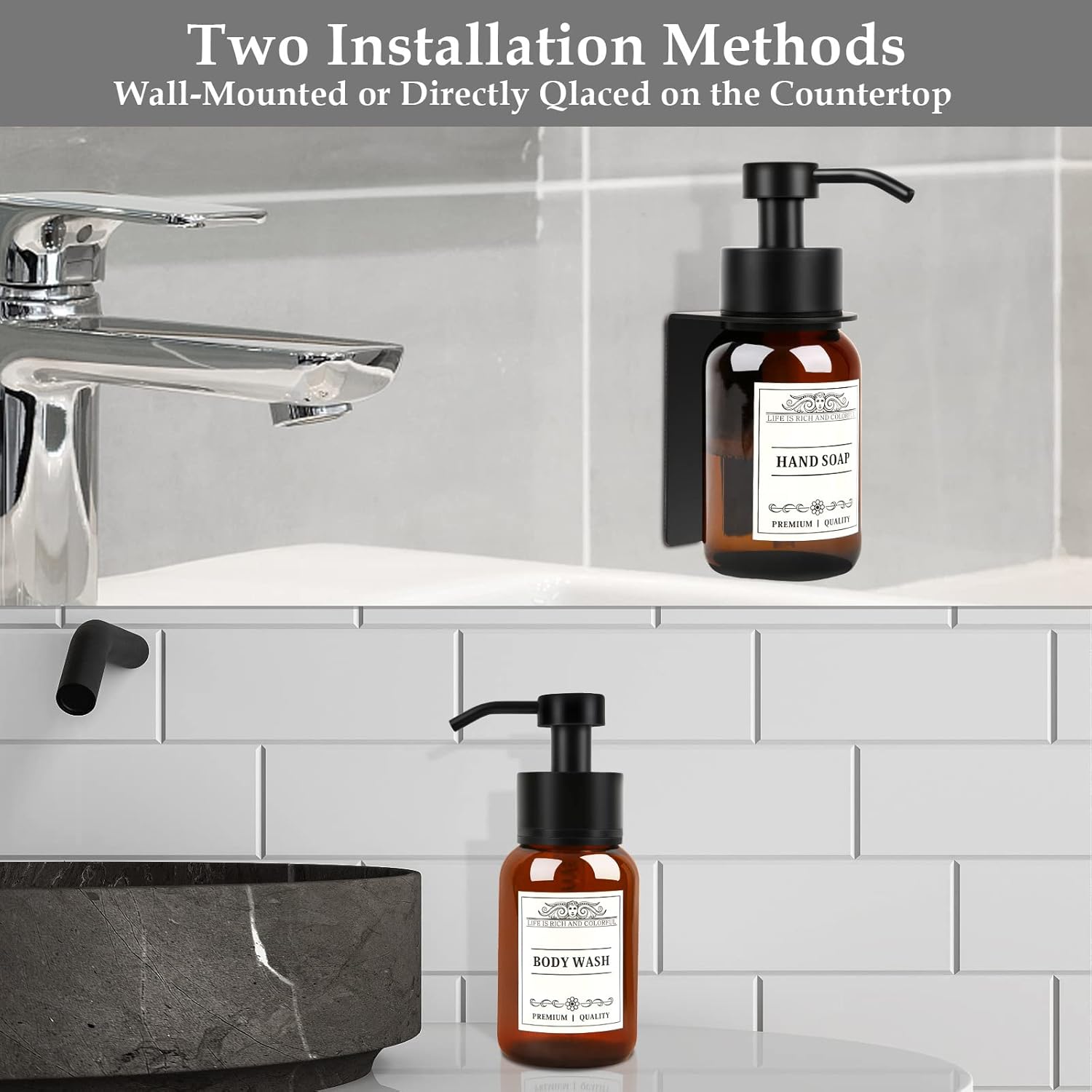 Nobtou 85oz Glass Soap Dispenser 2 Pack - Brown 1