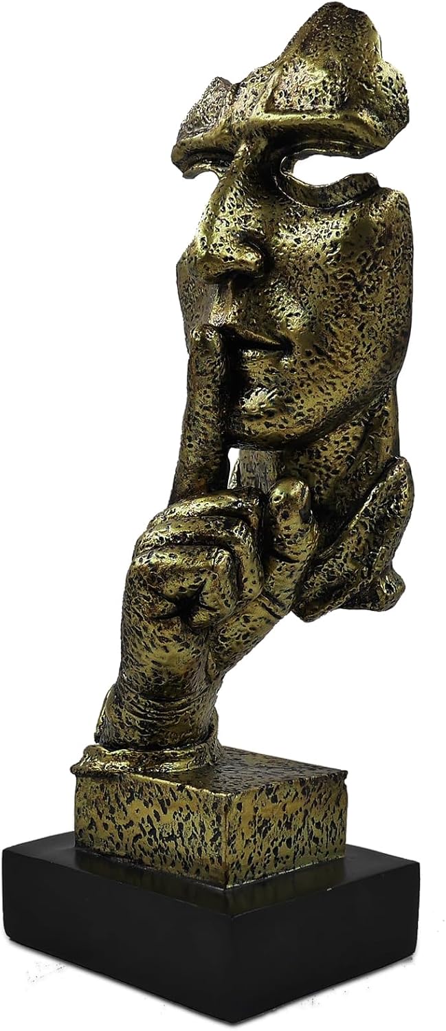 Silence is Golden Resin Statue 12 Bronze Thinker Decor
