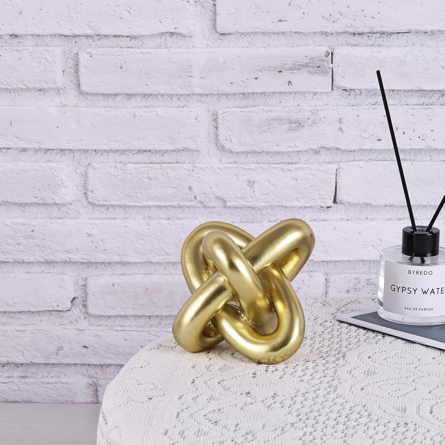 Golden Knot Sculpture Set 3 Piece Resin Home Decor