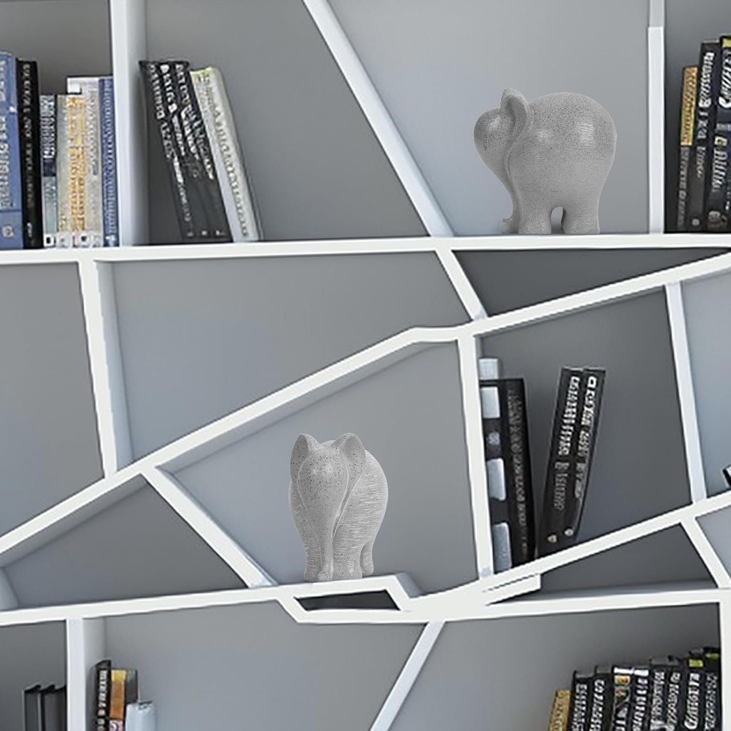 Elephant Statue Robust Resin 55 H Modern Decor for Bookshelf Office Living Room Light Gray
