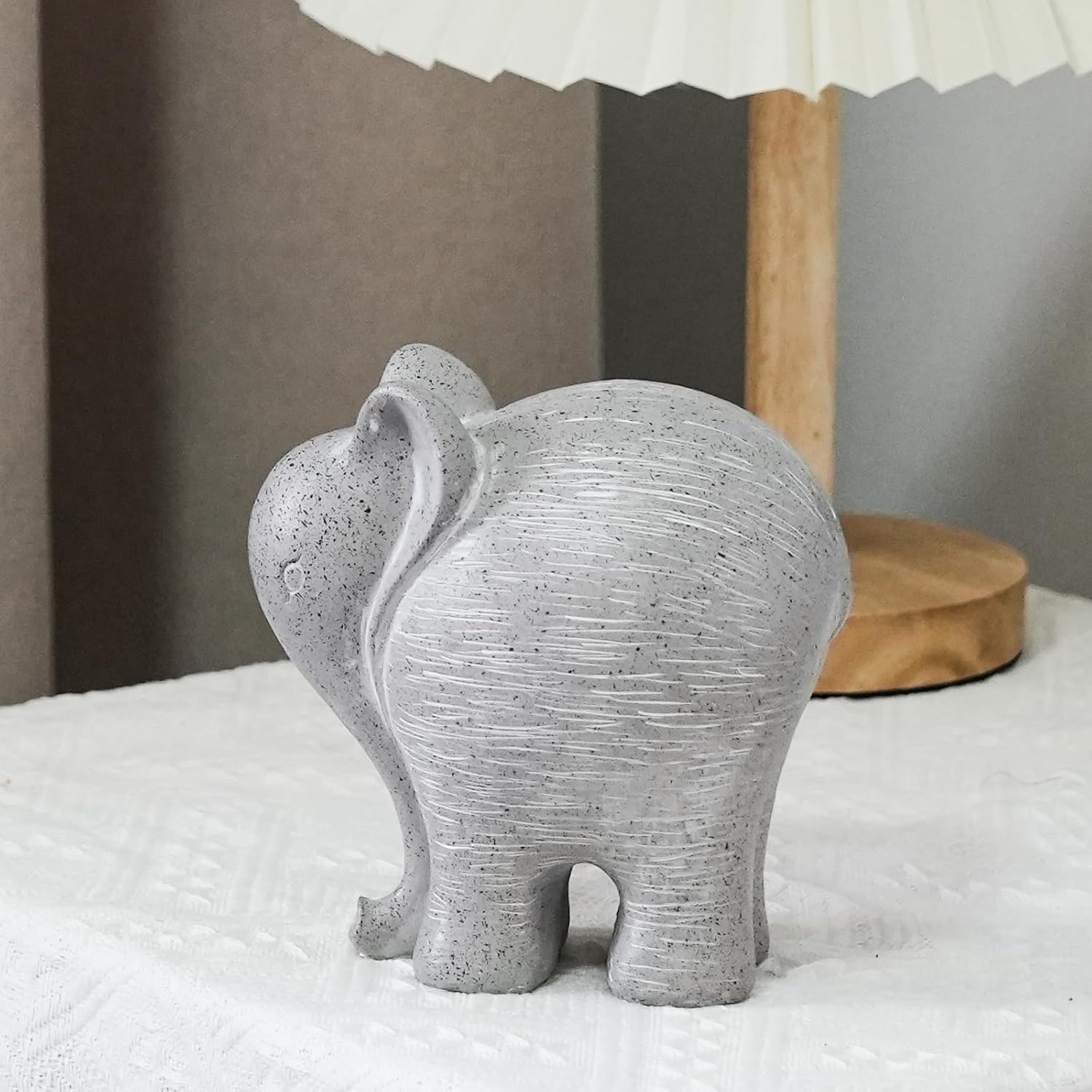 Elephant Statue Robust Resin 55 H Modern Decor for Bookshelf Office Living Room Light Gray