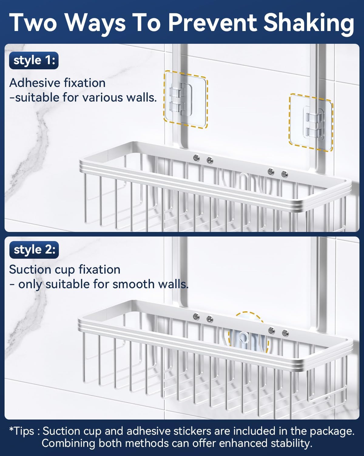 YASONIC Shower Caddy with 2 Tiers and Hooks