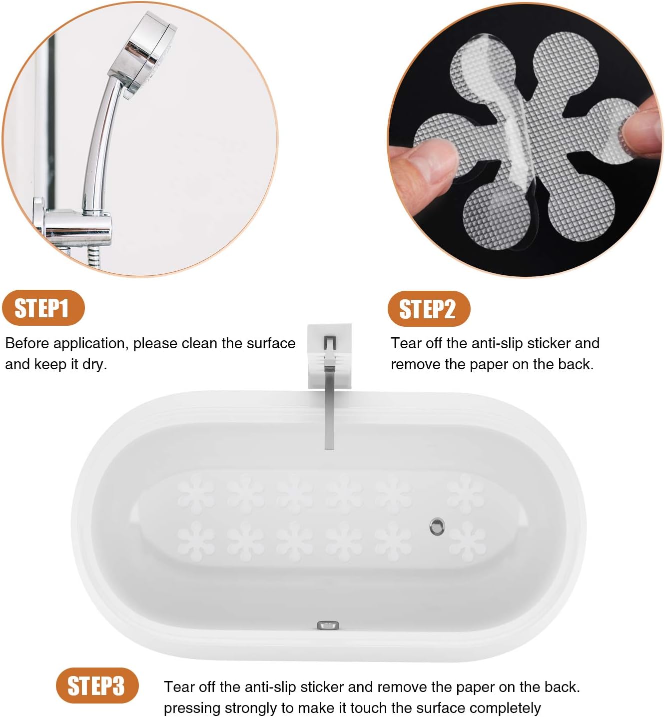 Secopad Non-Slip Bathtub Stickers 24 PCS Safety Treads