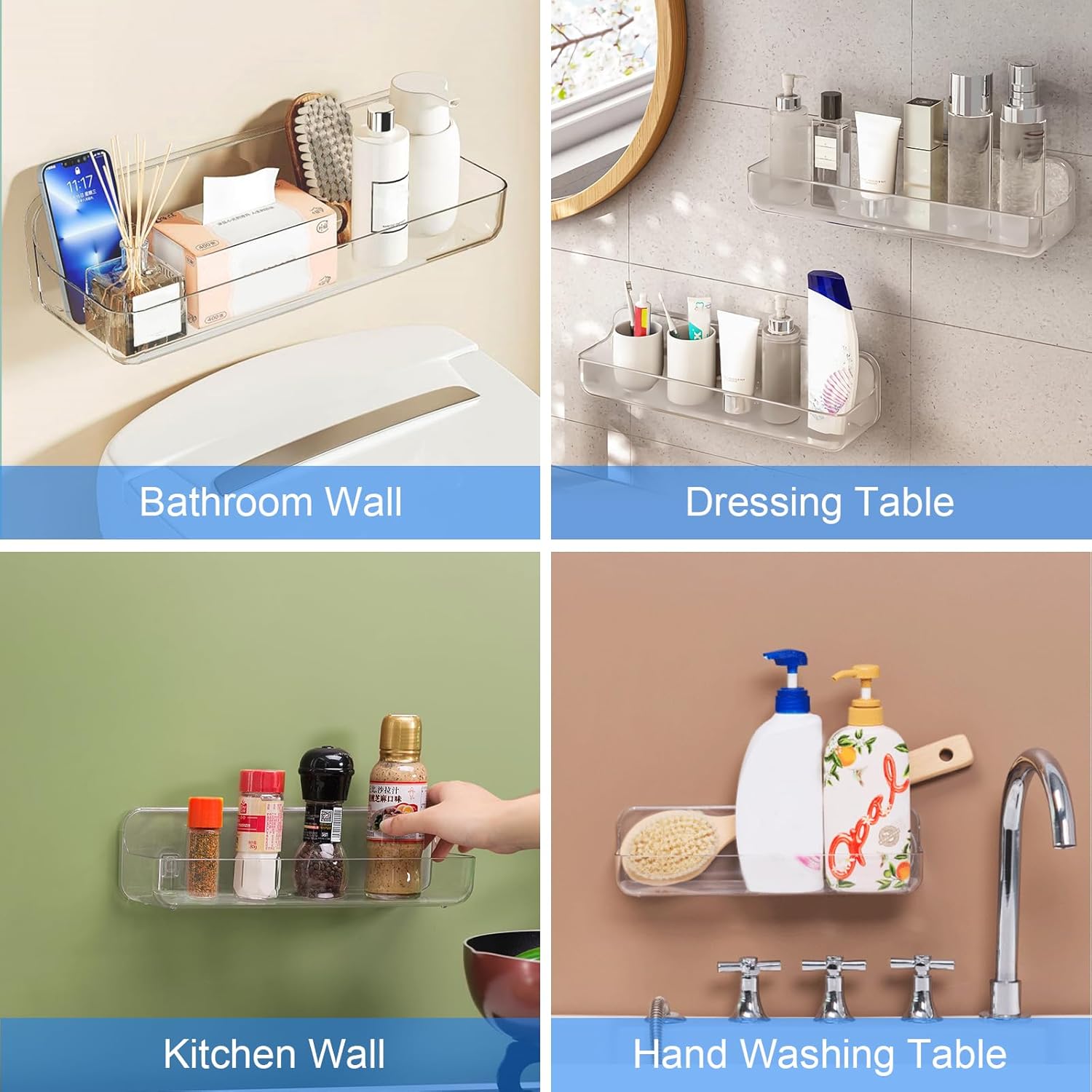 Diesisa Acrylic Shower Caddy with Self-Adhesive Tape