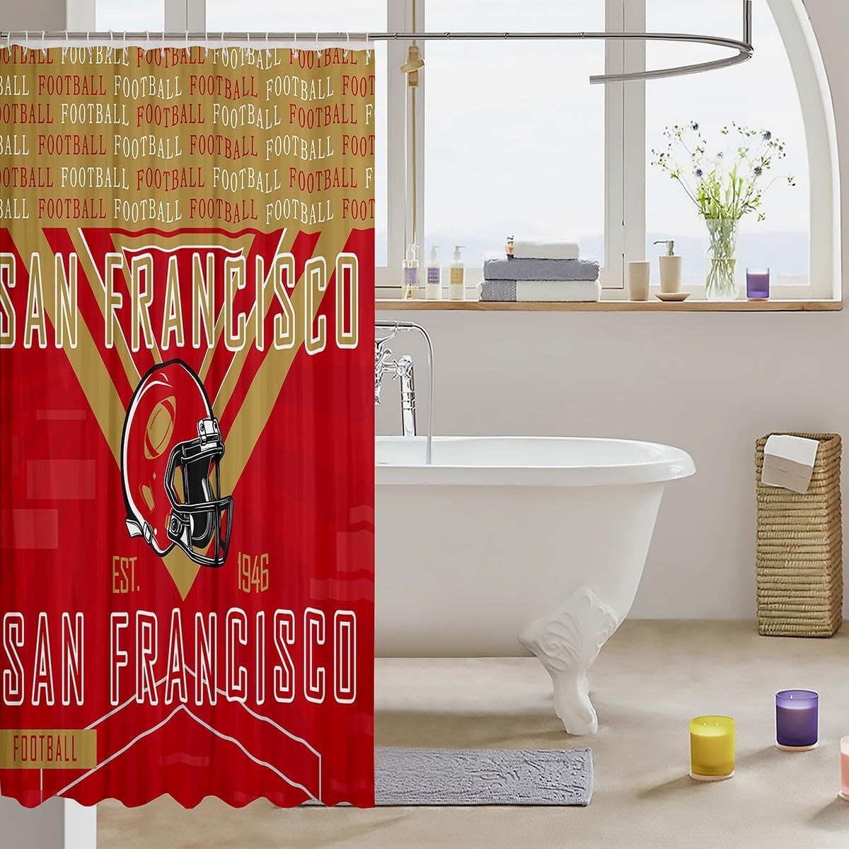 Feelyou Football Bath Curtain Set 72x84 1