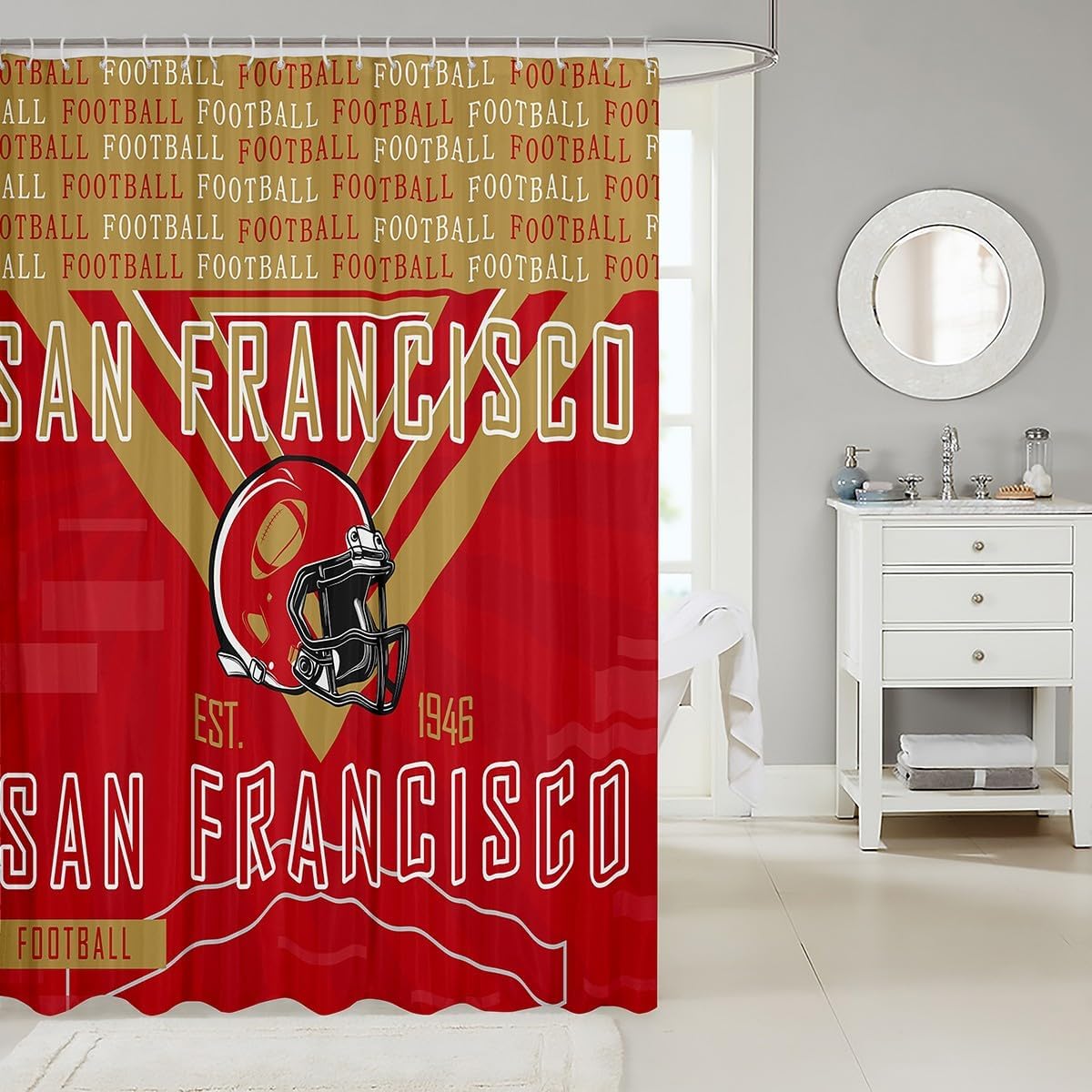 Feelyou Football Bath Curtain Set 72x84 1