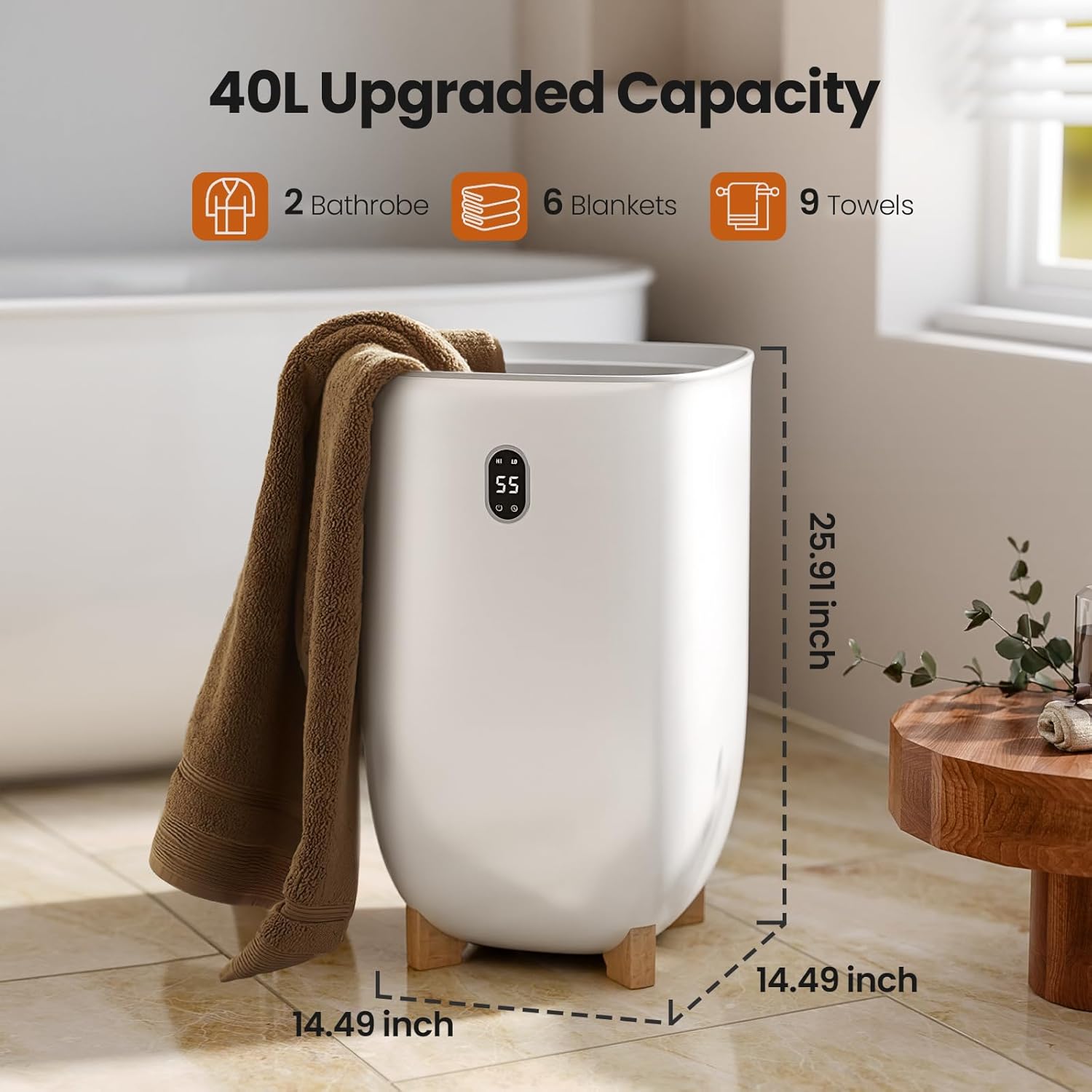 AGLUCKY Towel Warmer with 40L Capacity and LCD Screen