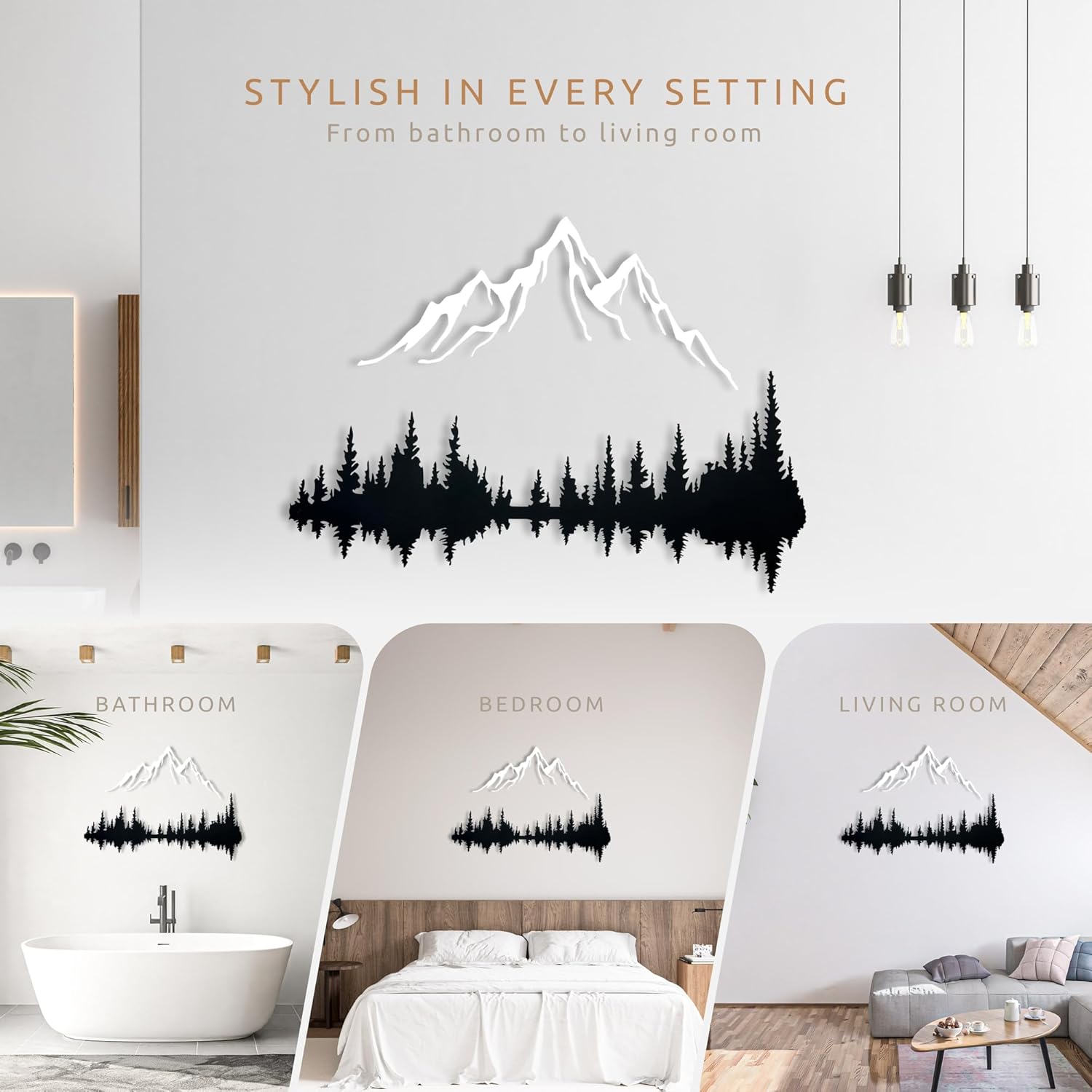 Wita Home Mountain and Forest Metal Wall Art