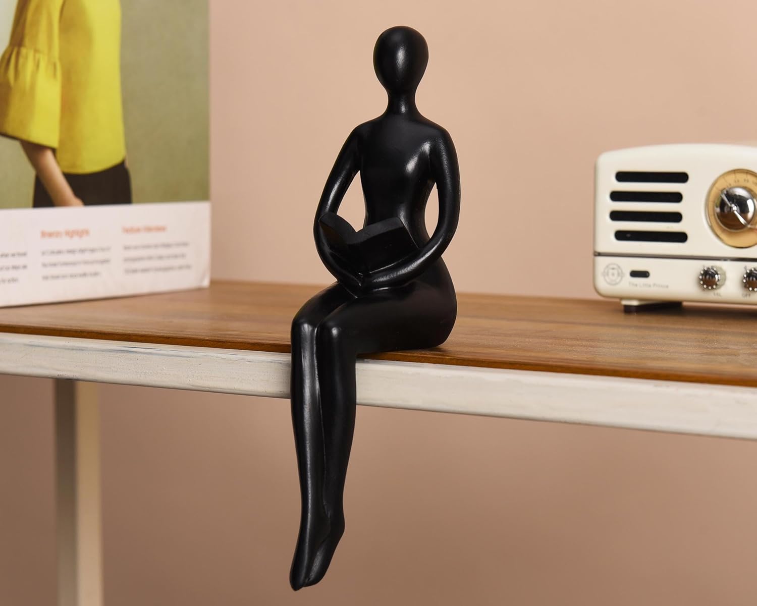 Quoowiit Black Thinker Statue Bookshelf Decor Set of 3
