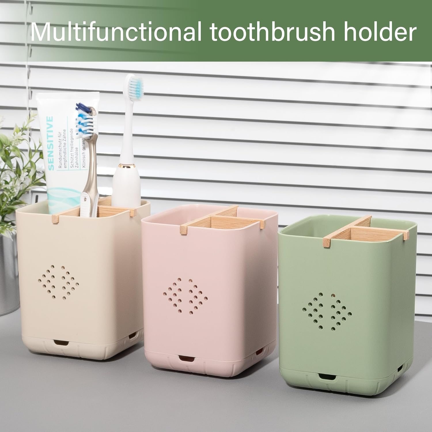Durable 3-Slot Toothbrush Holder for Bathroom
