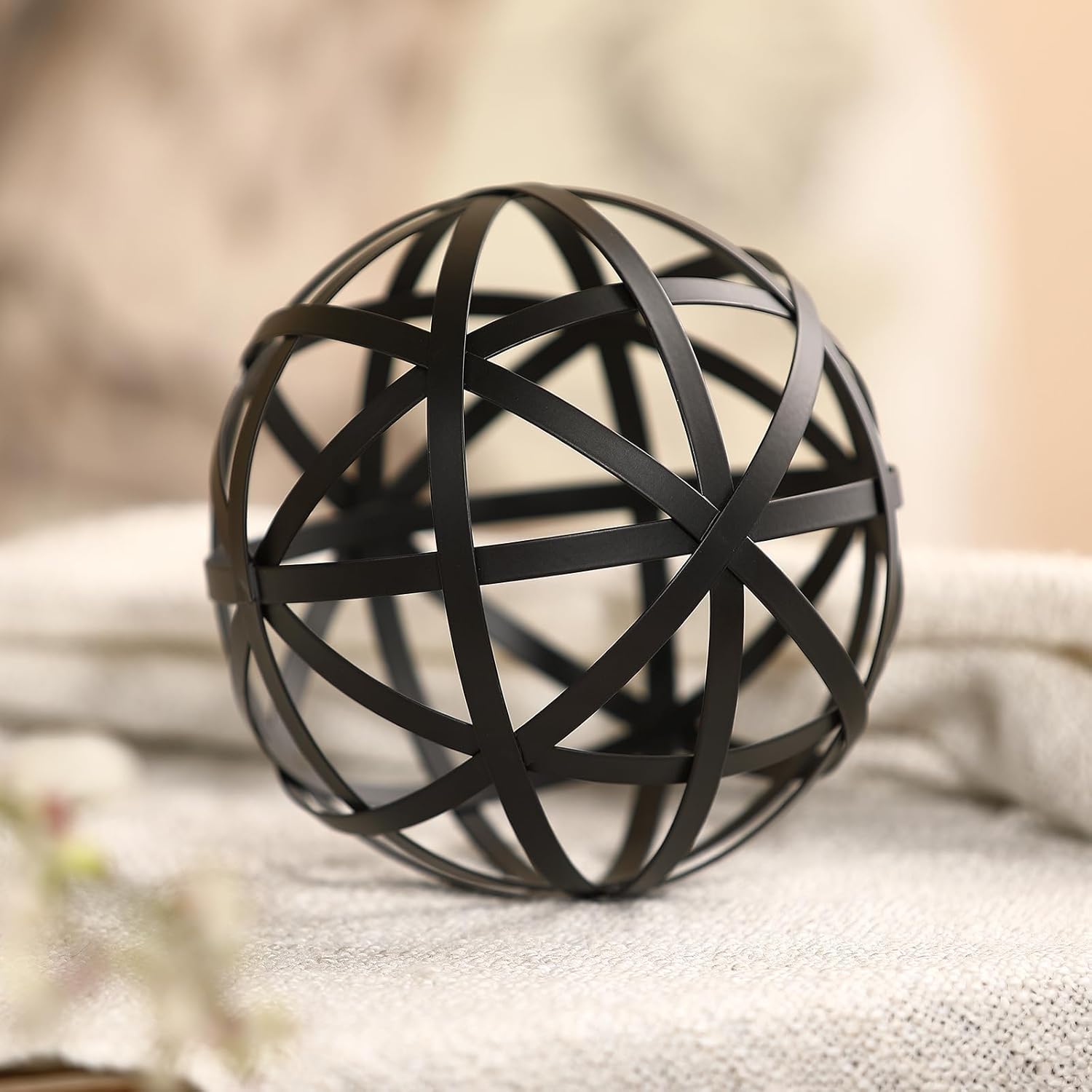 62 Black Metal Decorative Sphere - Modern Home Accent