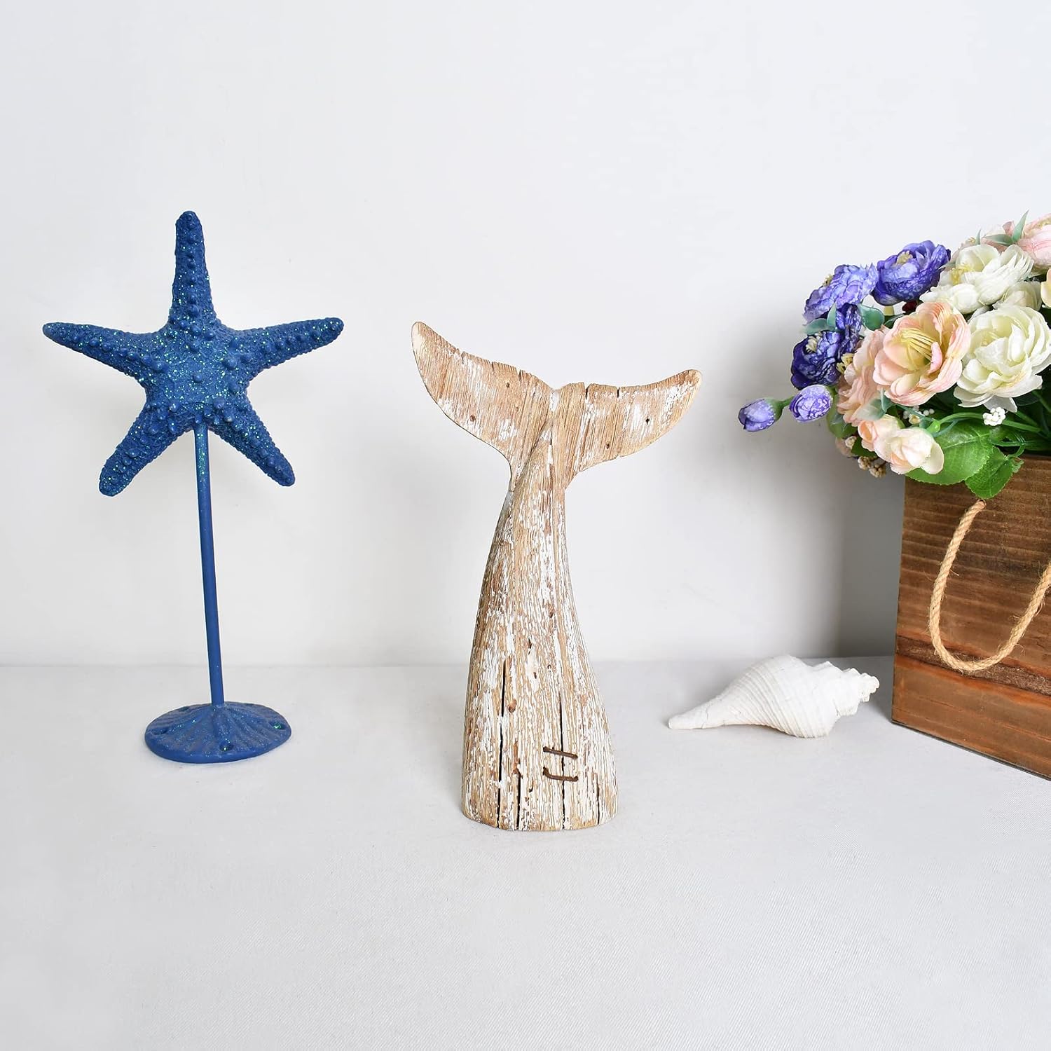 Aecipl Wooden Whale Tail Decor Statue 85 H