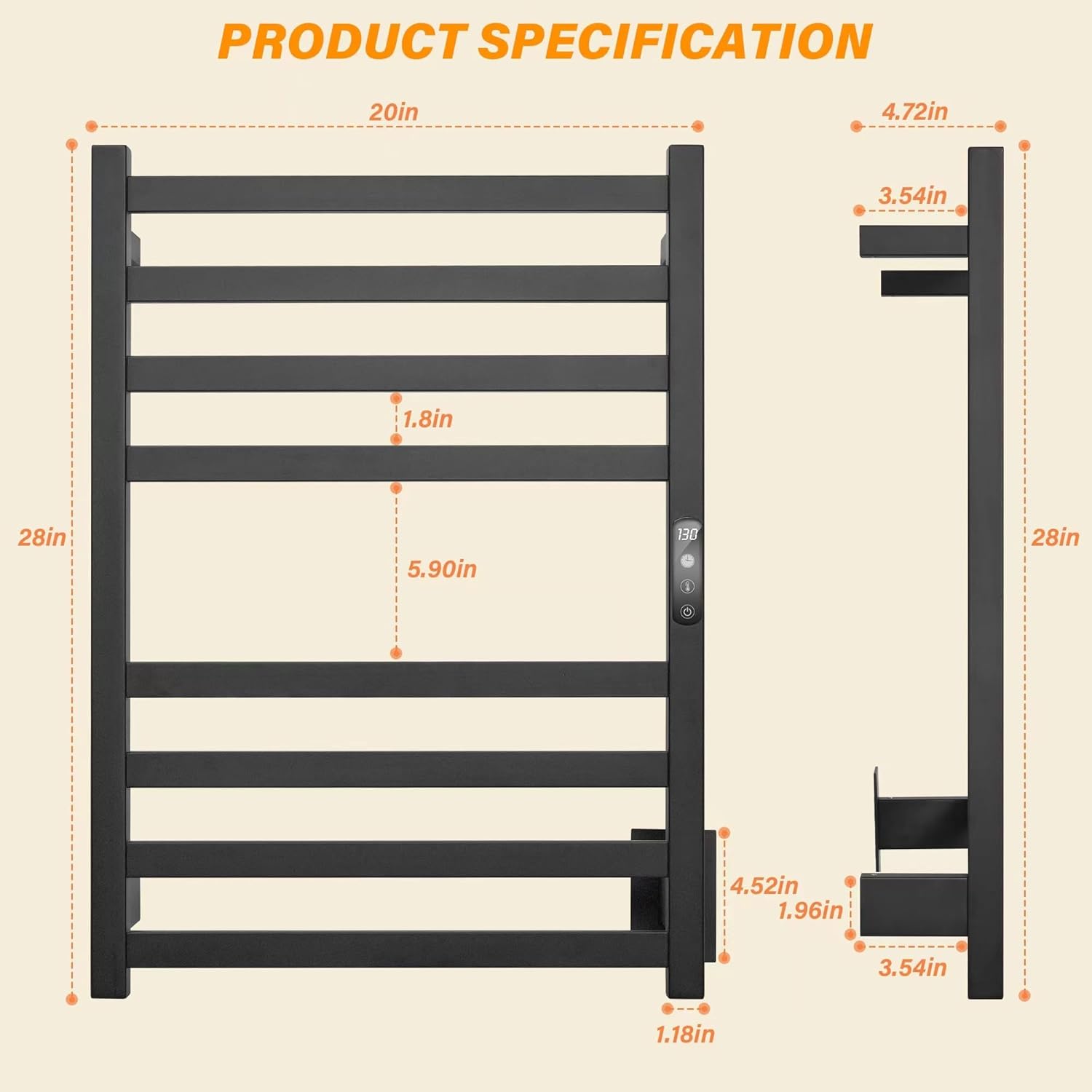 HEWAFAEP Heated Towel Rack with Temperature Control and 24-Hour Timer